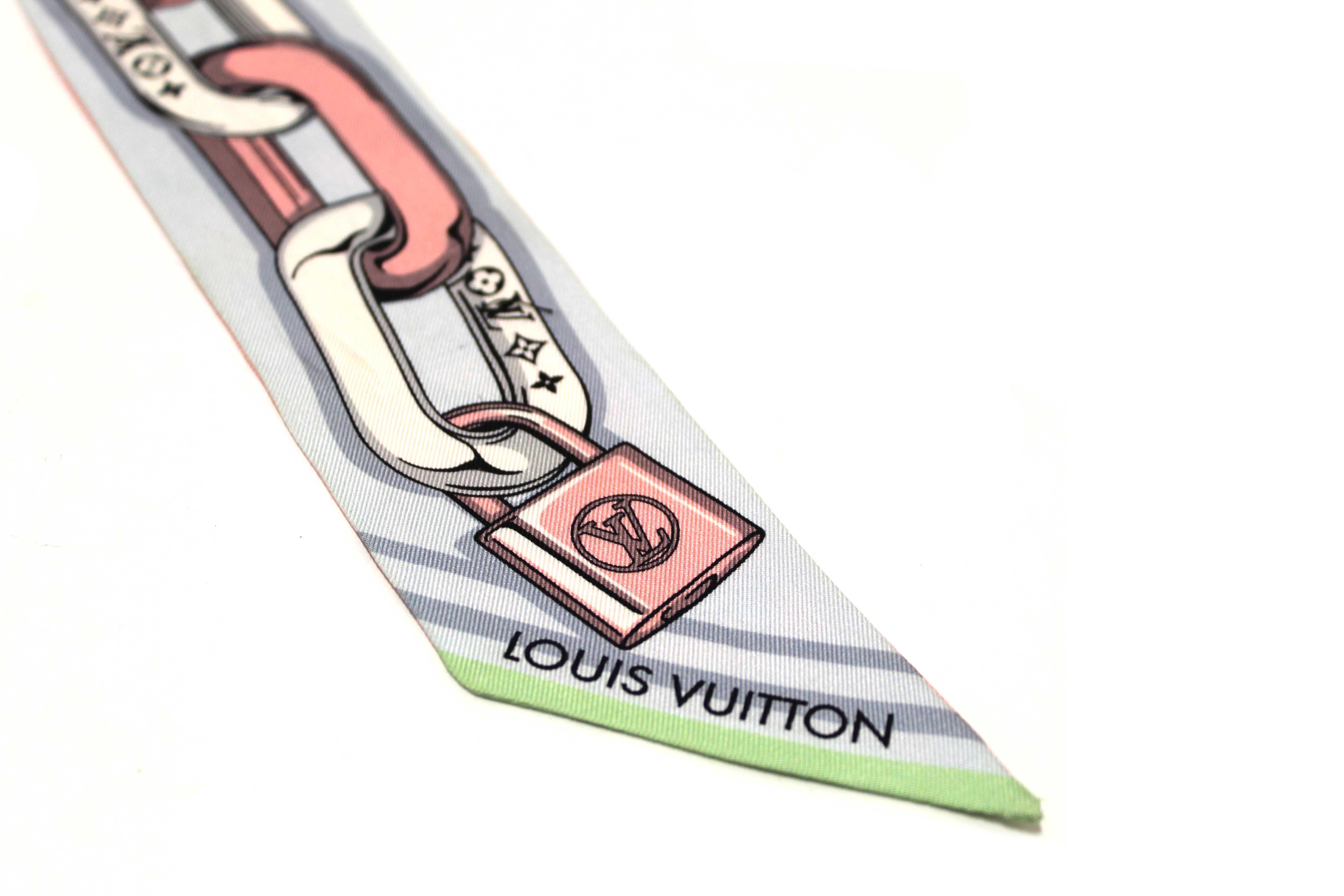 Authentic Louis Vuitton Blue/Pink Bejeweled BB Bandeau Scarf