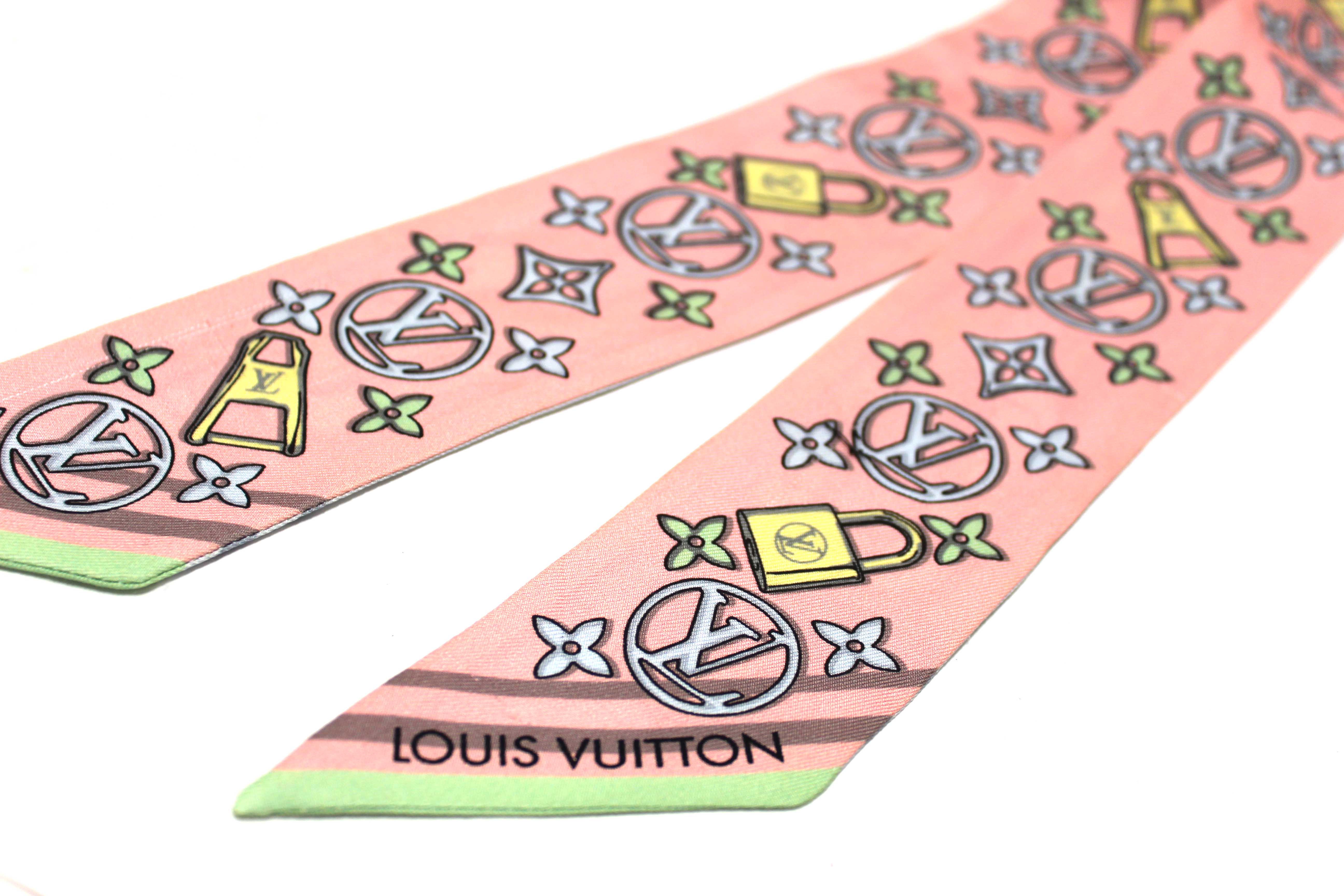 Authentic Louis Vuitton Blue/Pink Bejeweled BB Bandeau Scarf