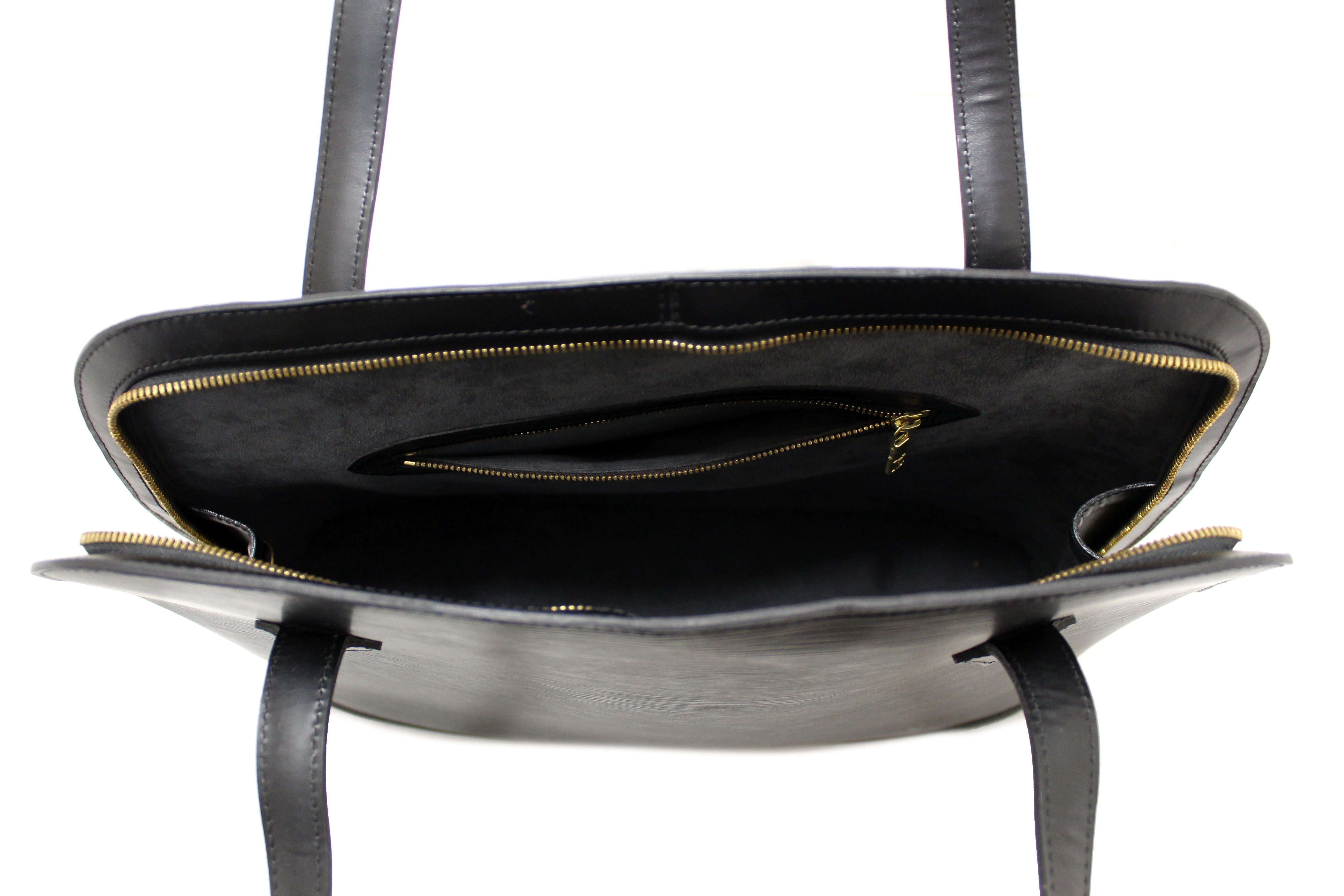 Authentic Louis Vuitton Black Epi Leather Lussac Tote Shoulder Bag