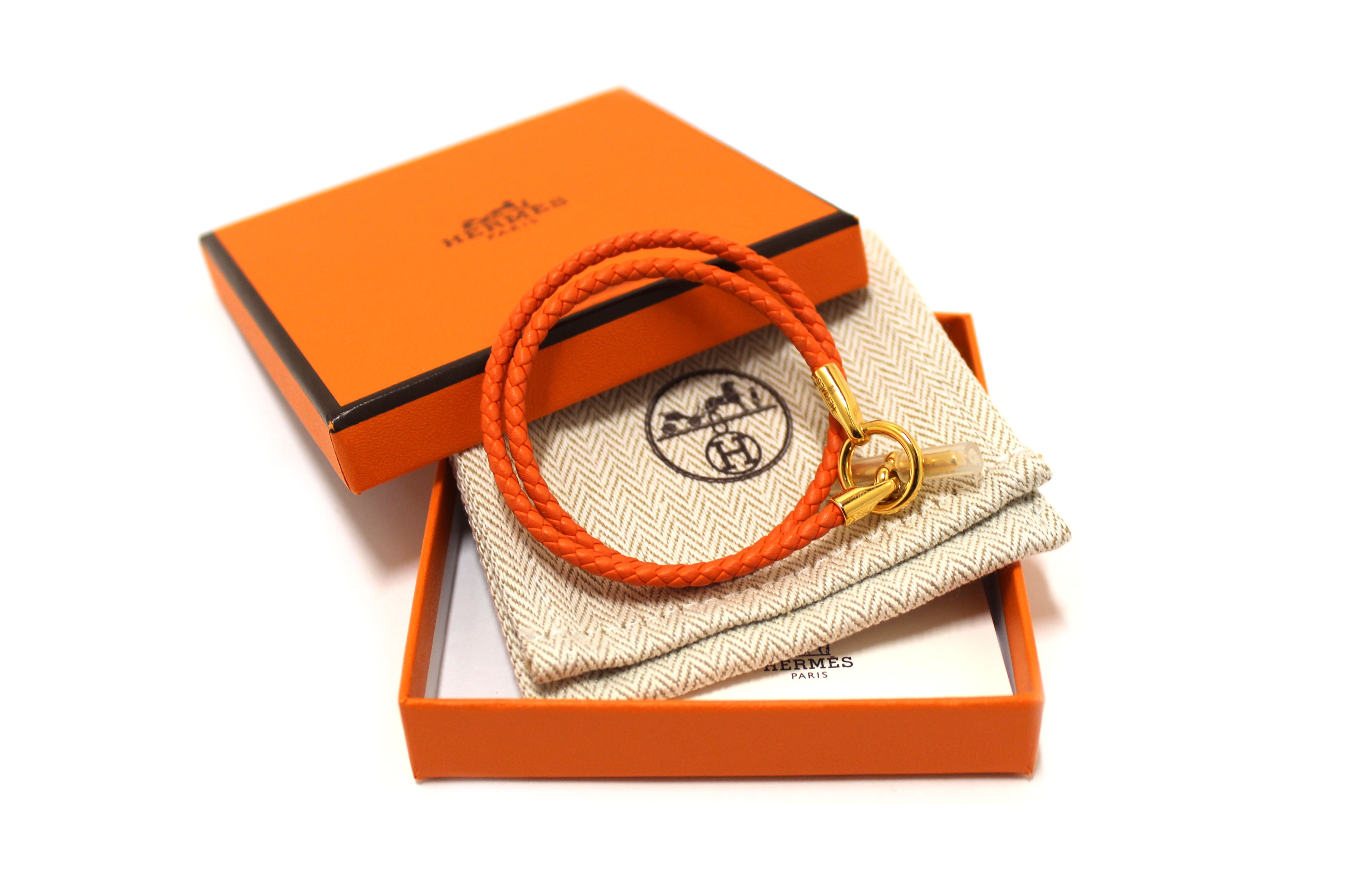 Authentic Hermès Orange Glenan Double Tour Bracelet