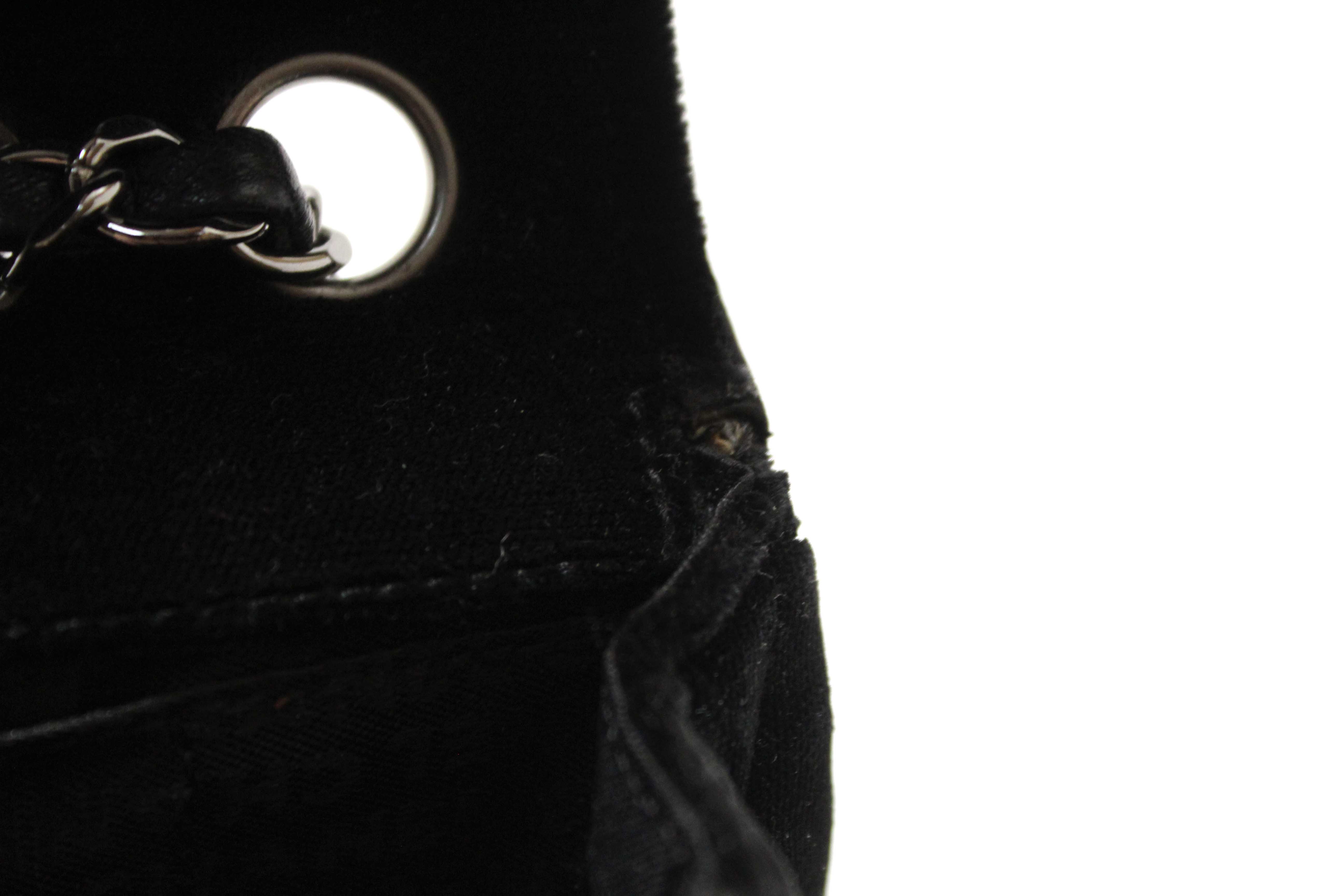 Authentic Chanel Black Quilted Velvet Flap Shoulder Bag