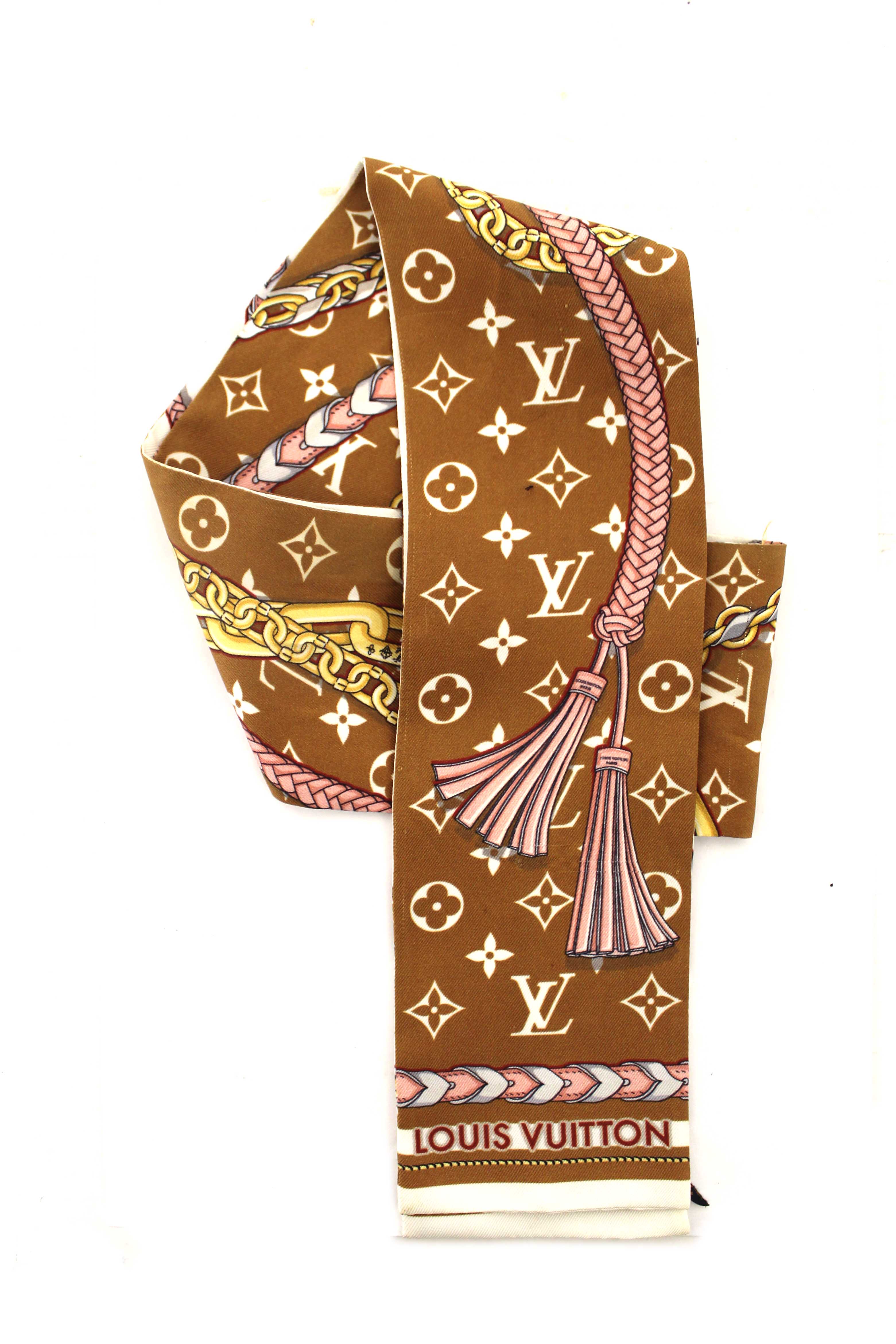 Authentic Louis Vuitton Silk Mix And Straps Bandeau Twilly Bandeau Scarf