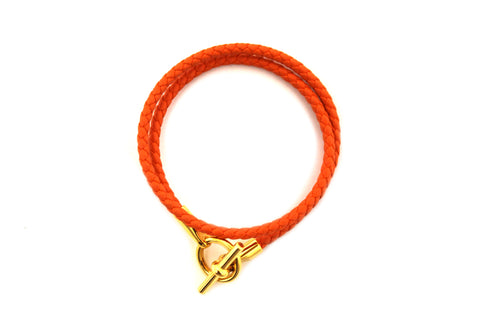 Authentic Hermès Orange Glenan Double Tour Bracelet