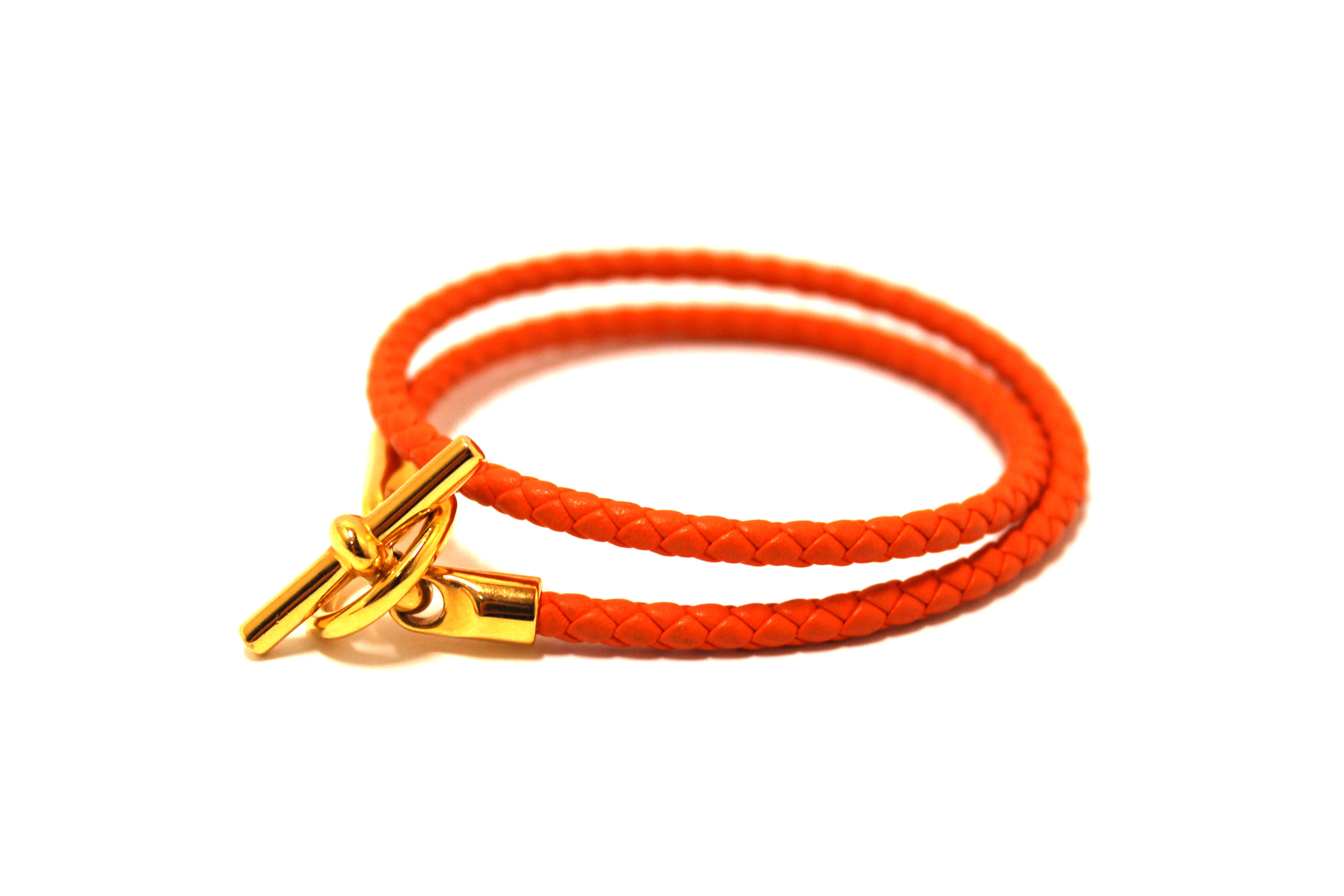 Authentic Hermès Orange Glenan Double Tour Bracelet