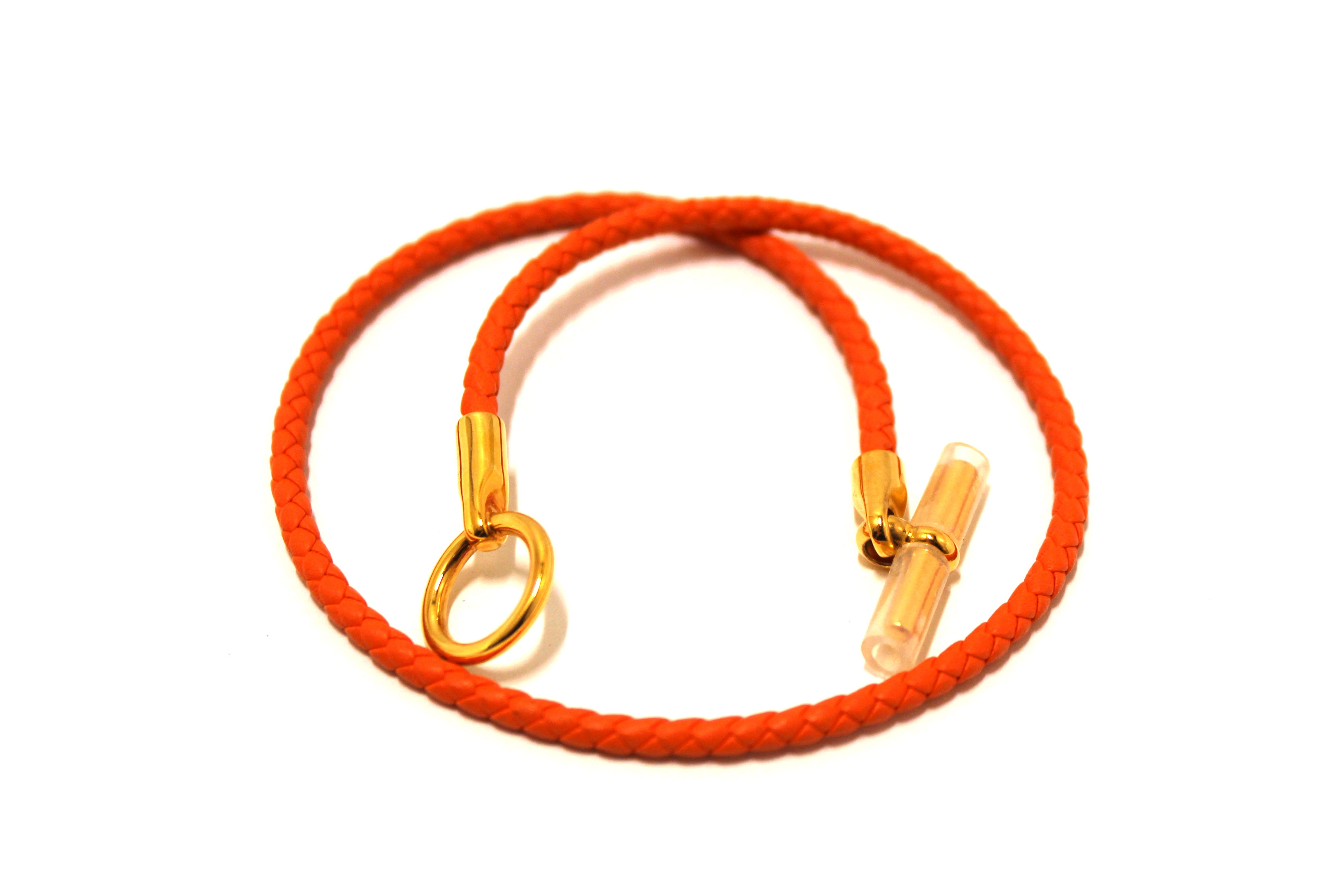 Authentic Hermès Orange Glenan Double Tour Bracelet