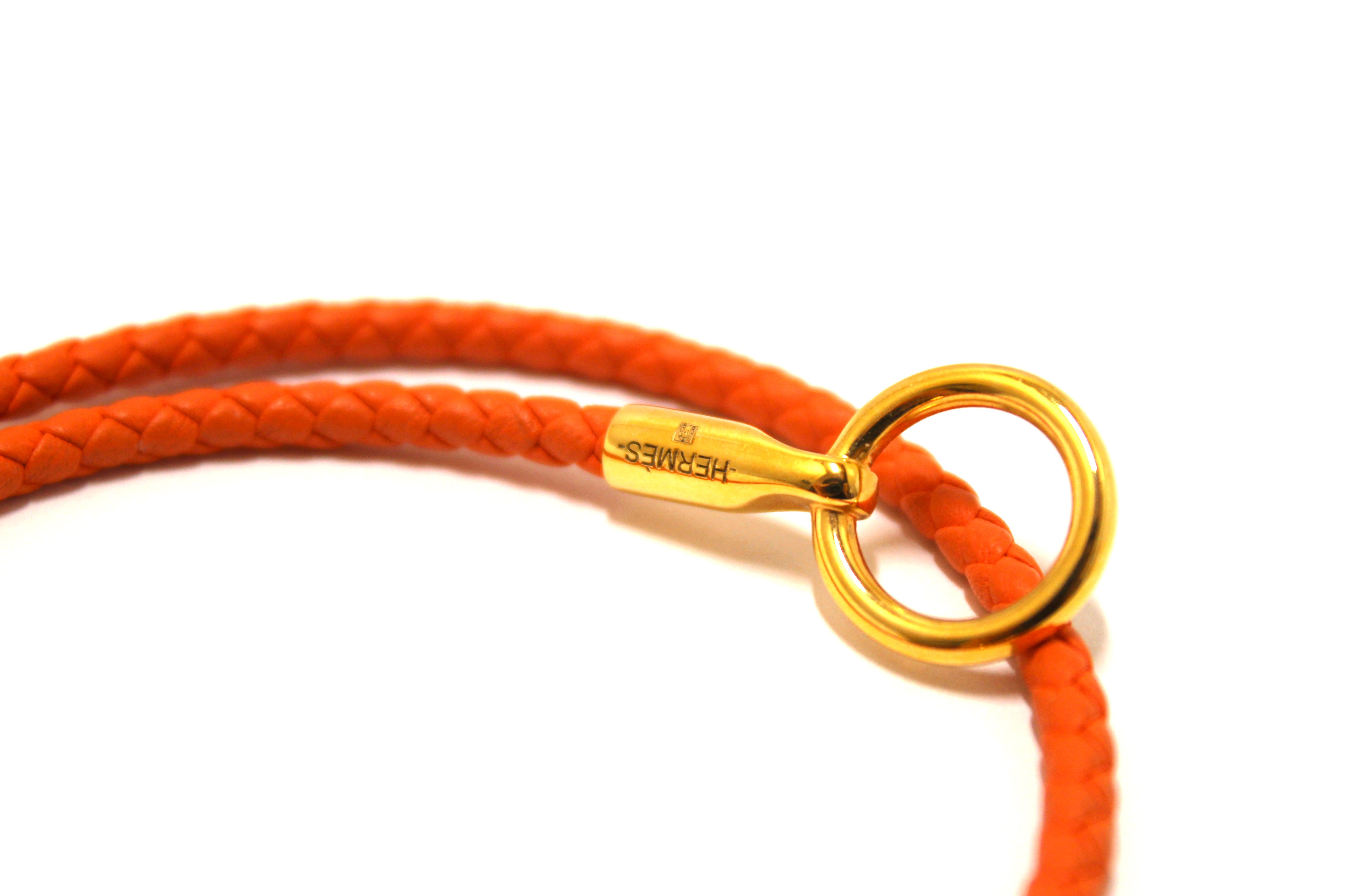 Authentic Hermès Orange Glenan Double Tour Bracelet