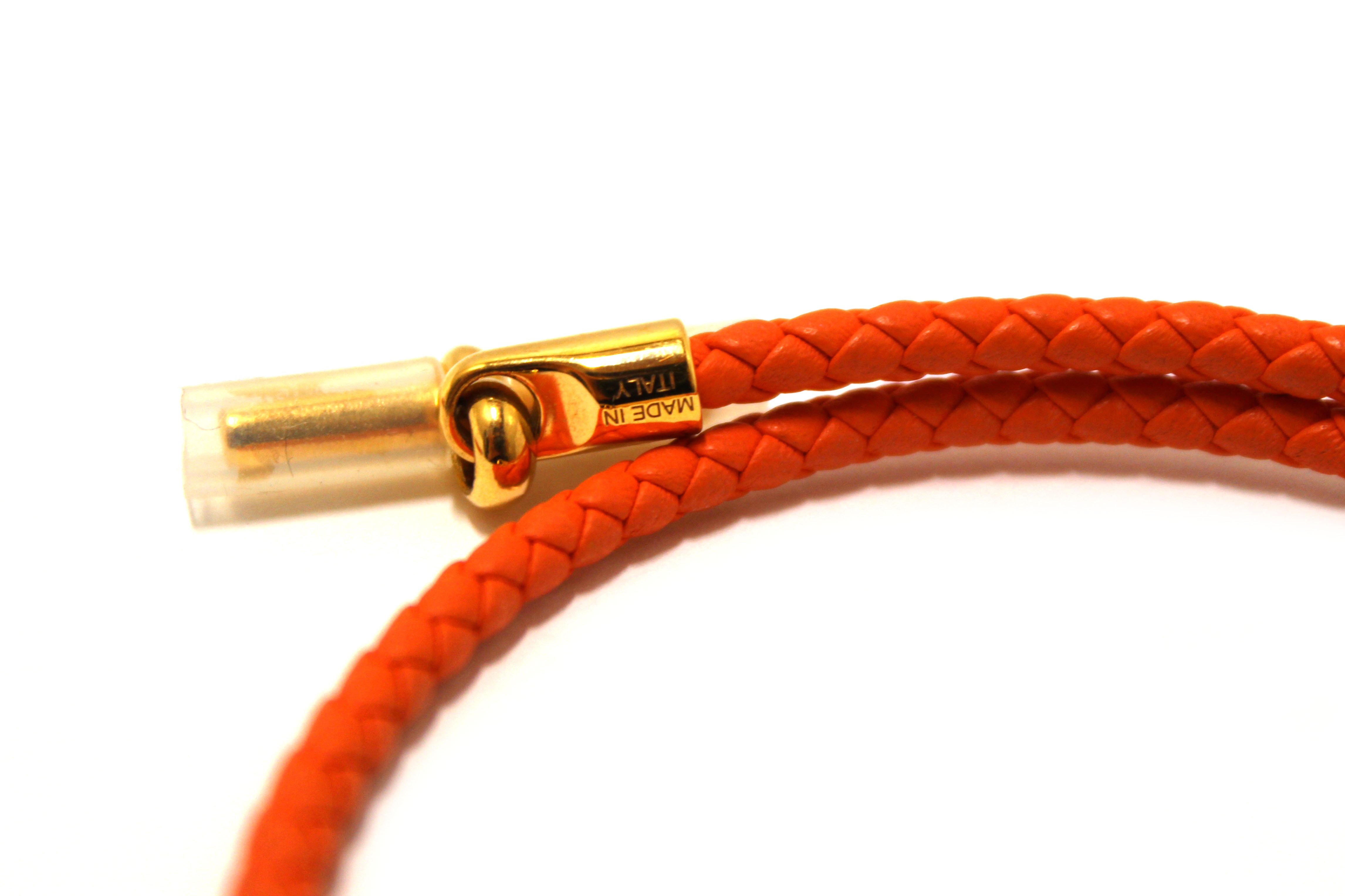 Authentic Hermès Orange Glenan Double Tour Bracelet