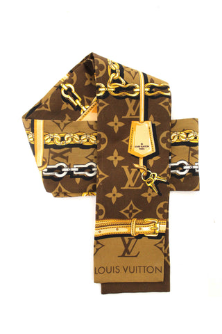 Authentic Louis Vuitton Brown Silk Monogram Confidential Bandeau