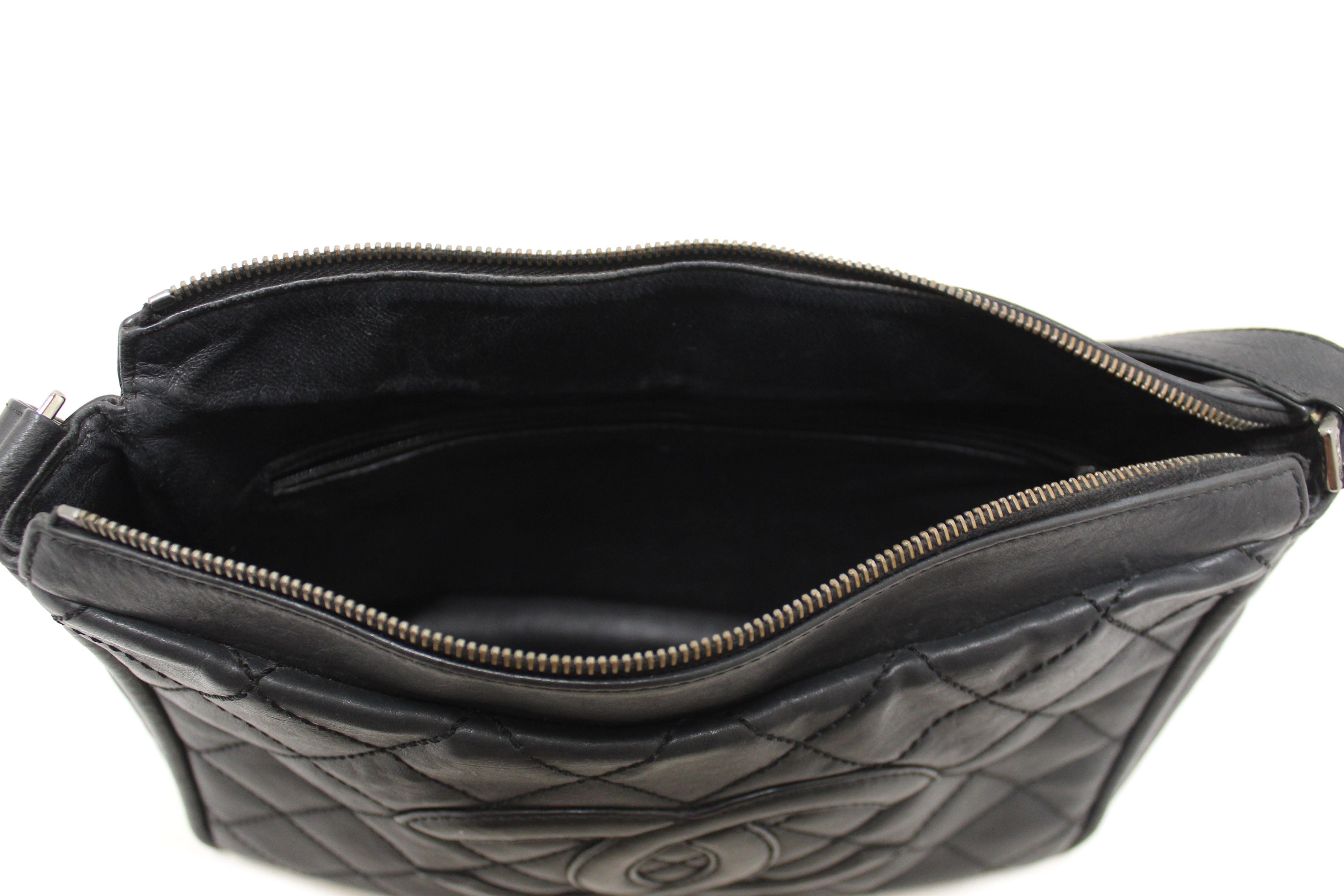 Authentic Chanel Vintage Black Wild Stitch Quilted Calfskin Leather CC Timeless Shoulder Bag