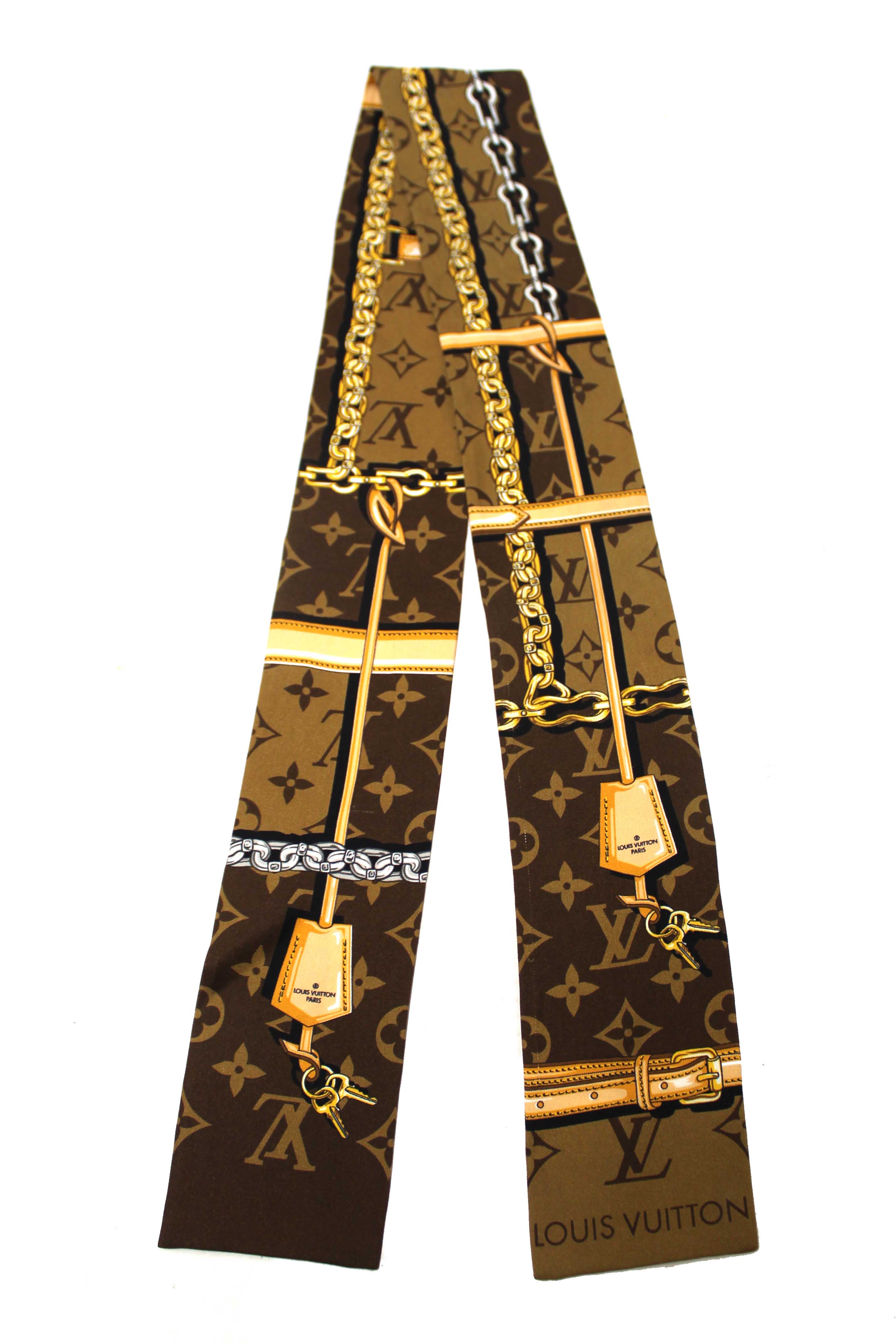 Authentic Louis Vuitton Brown Silk Monogram Confidential Bandeau