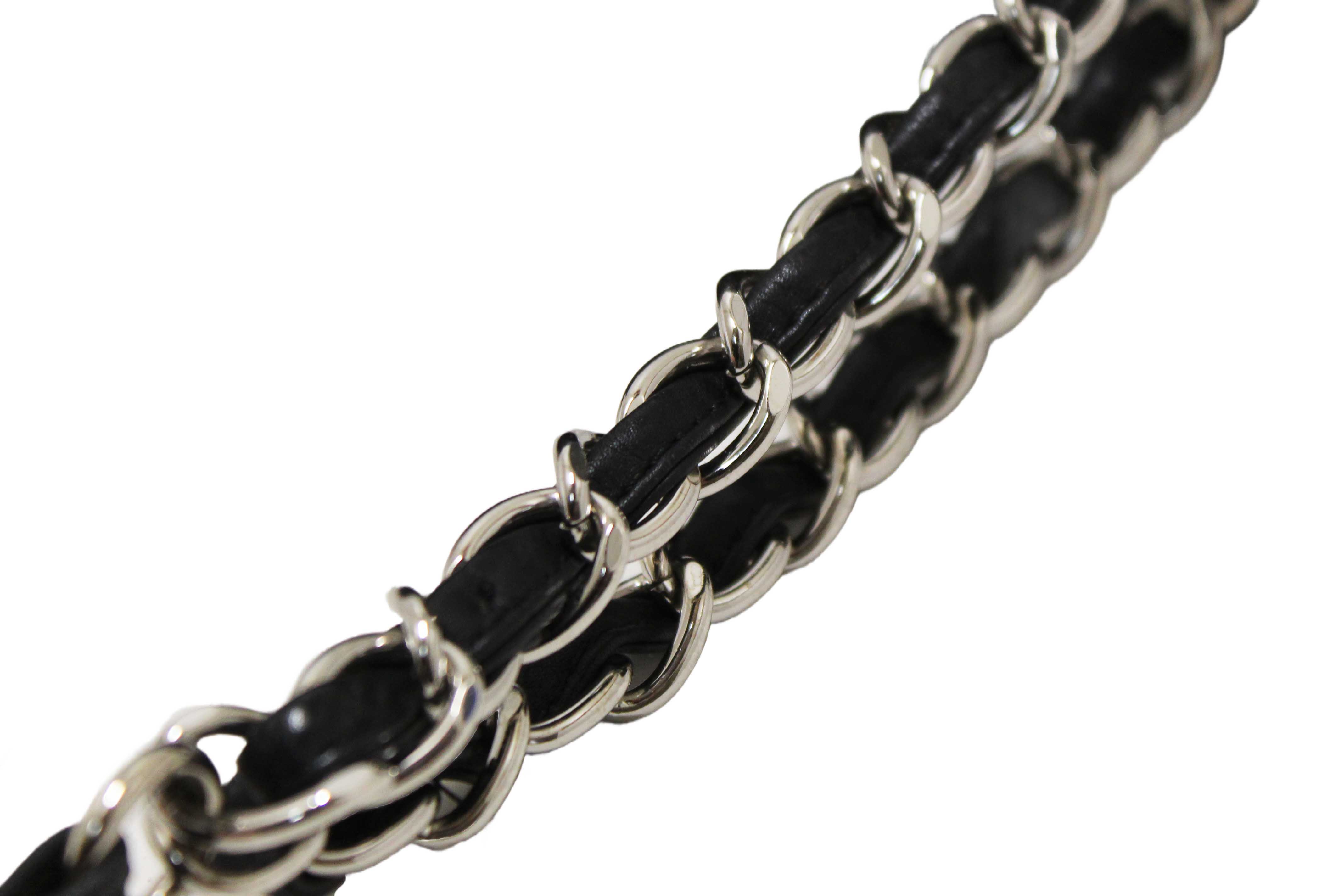 Authentic Chanel Black Quilted Calfskin Leather Expandable Ligne Flap Bag