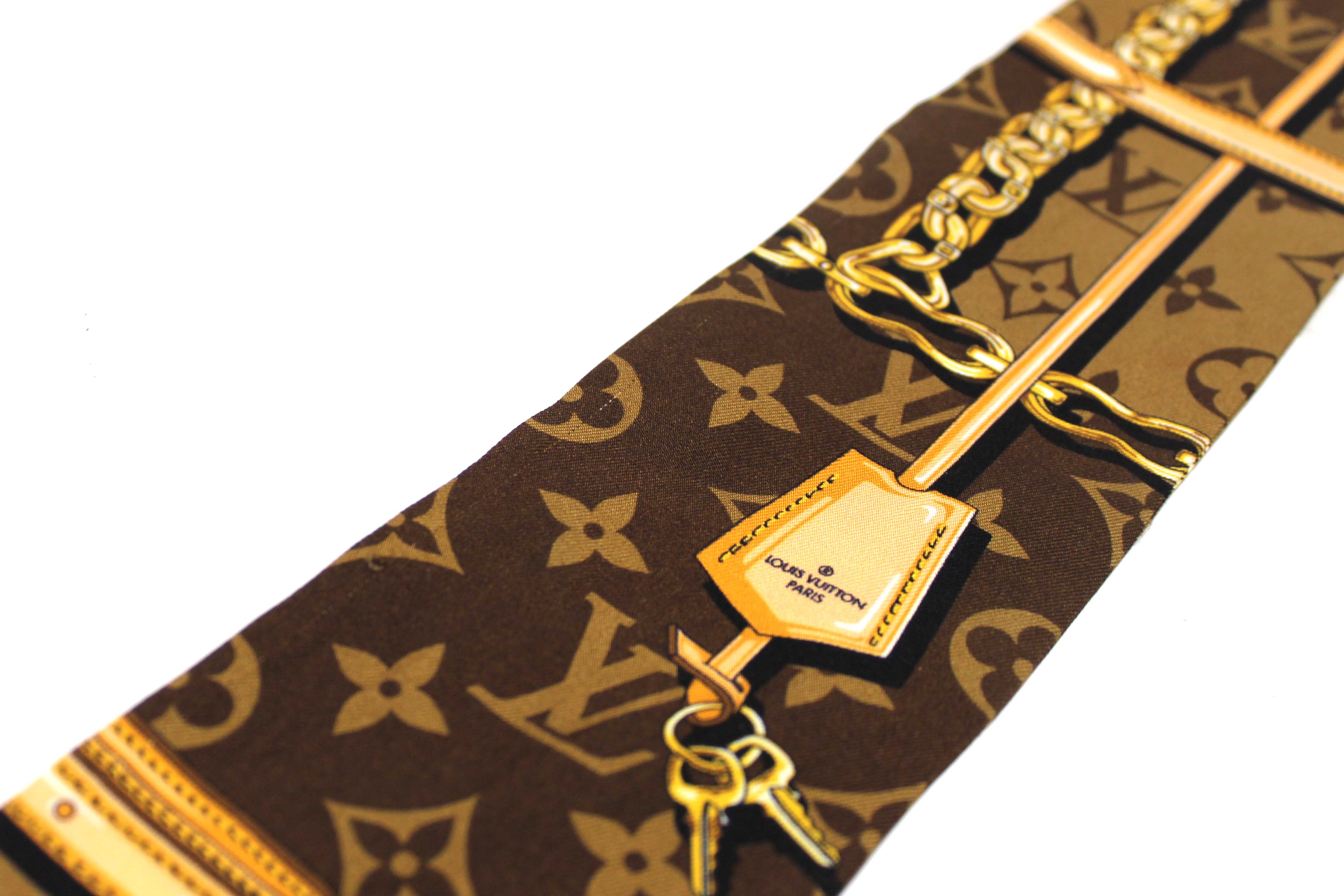 Authentic Louis Vuitton Brown Silk Monogram Confidential Bandeau