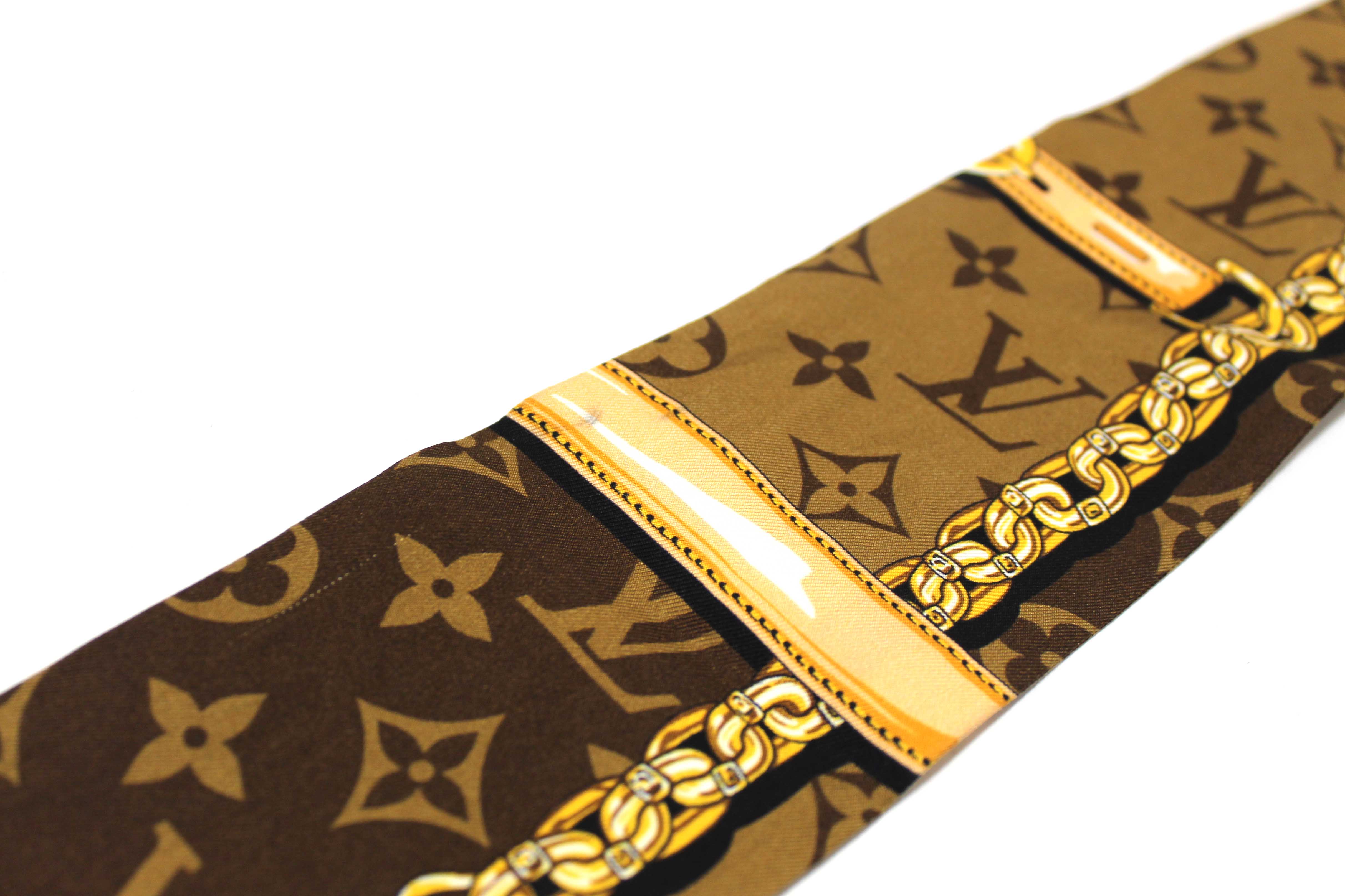 Authentic Louis Vuitton Brown Silk Monogram Confidential Bandeau