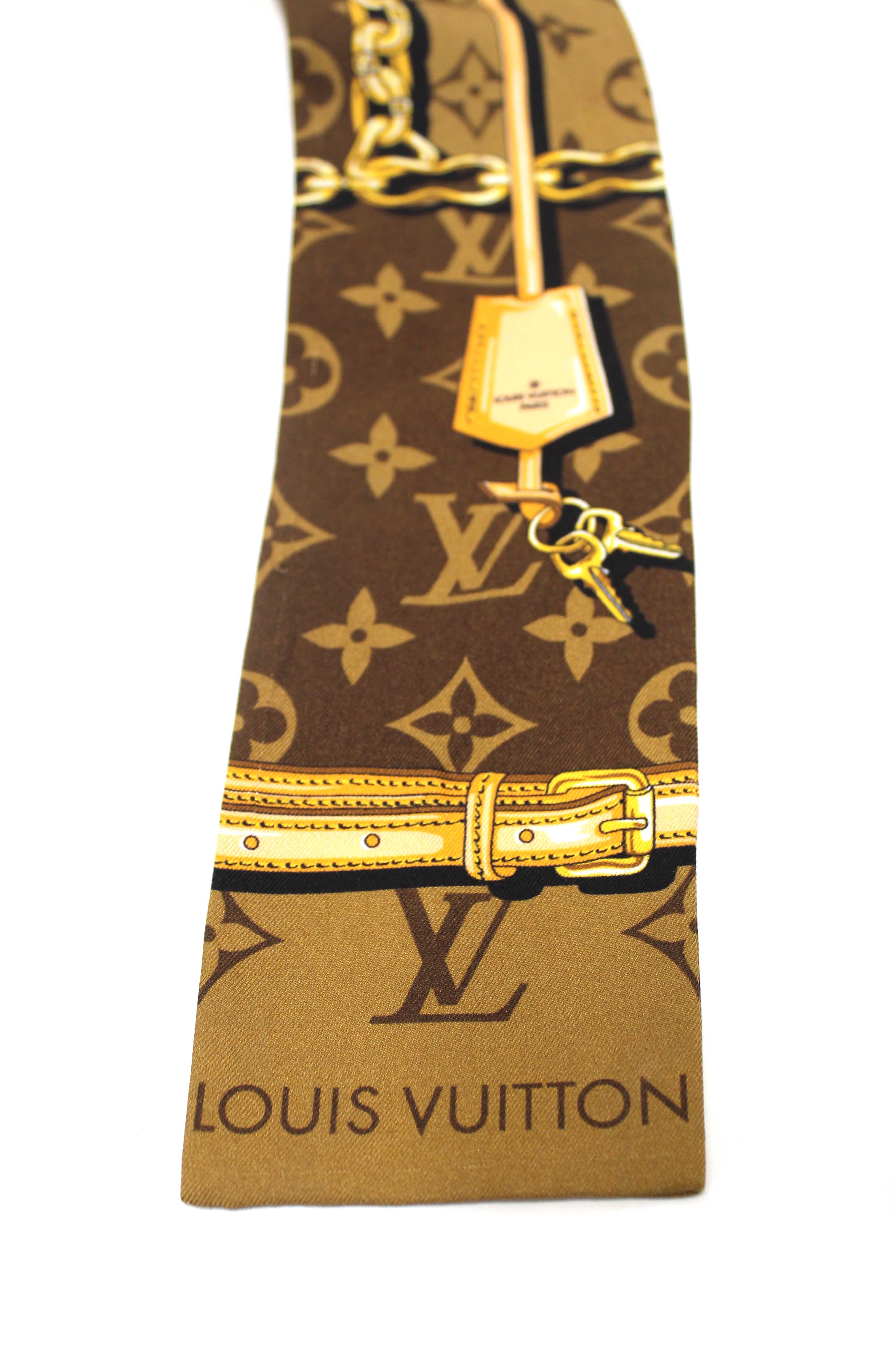 Authentic Louis Vuitton Brown Silk Monogram Confidential Bandeau