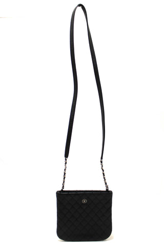 Authentic Chanel Black Quilted Aged Calfskin Leather Crossbody Bag