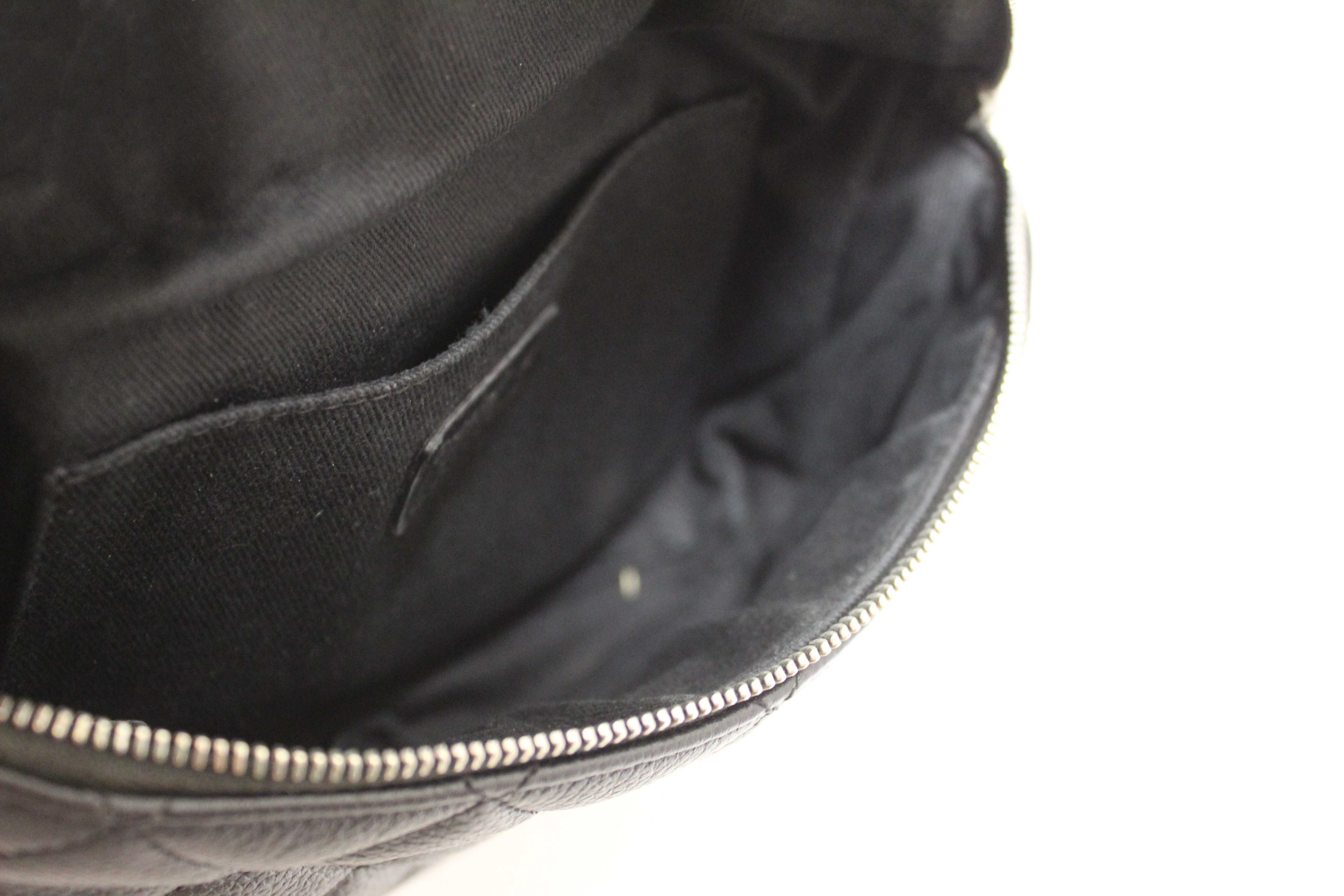 Authentic Chanel Black Small Quilted Caviar Leather Waistbag