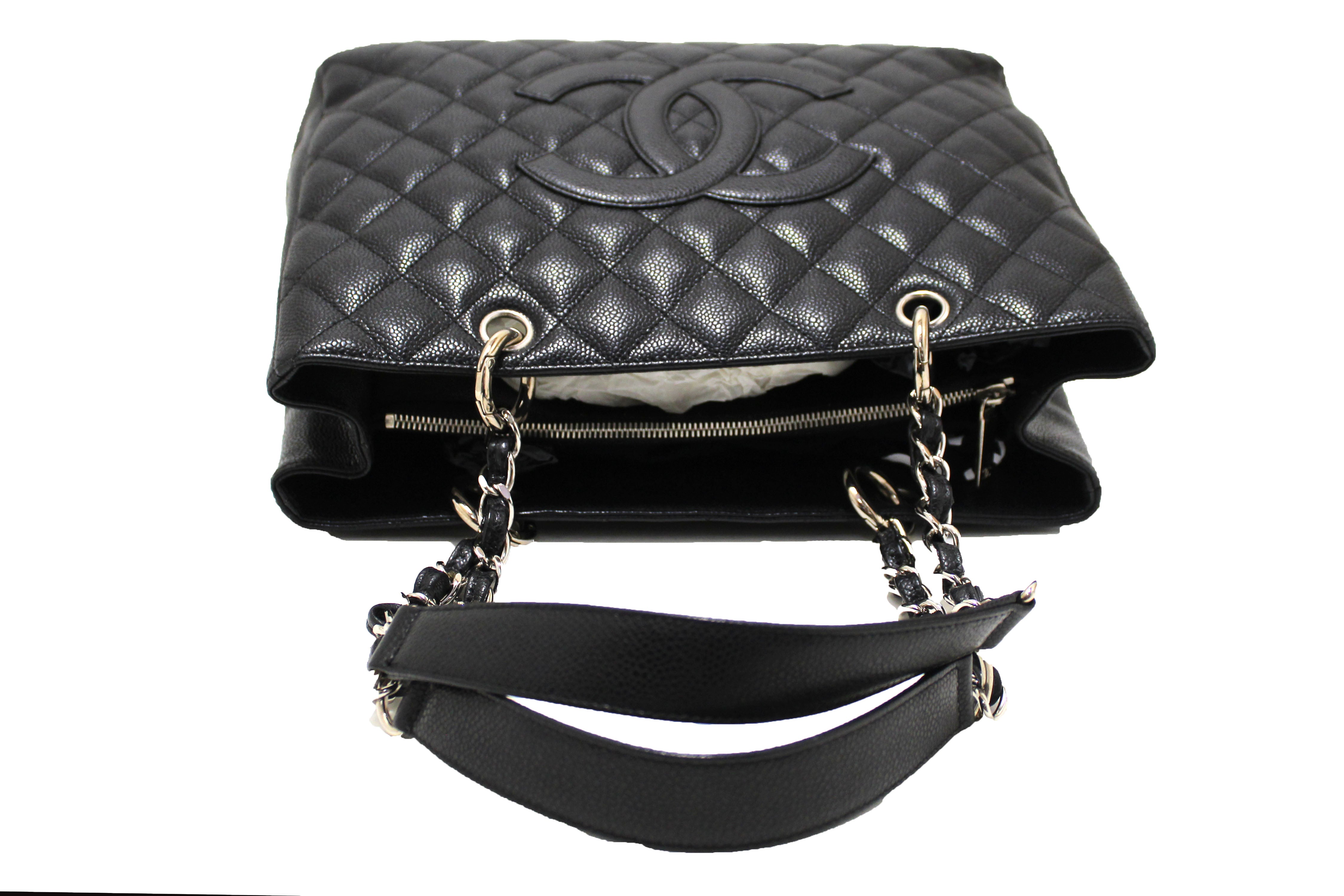 CHANEL Grand Shopping Caviar Leather Tote Bag Black