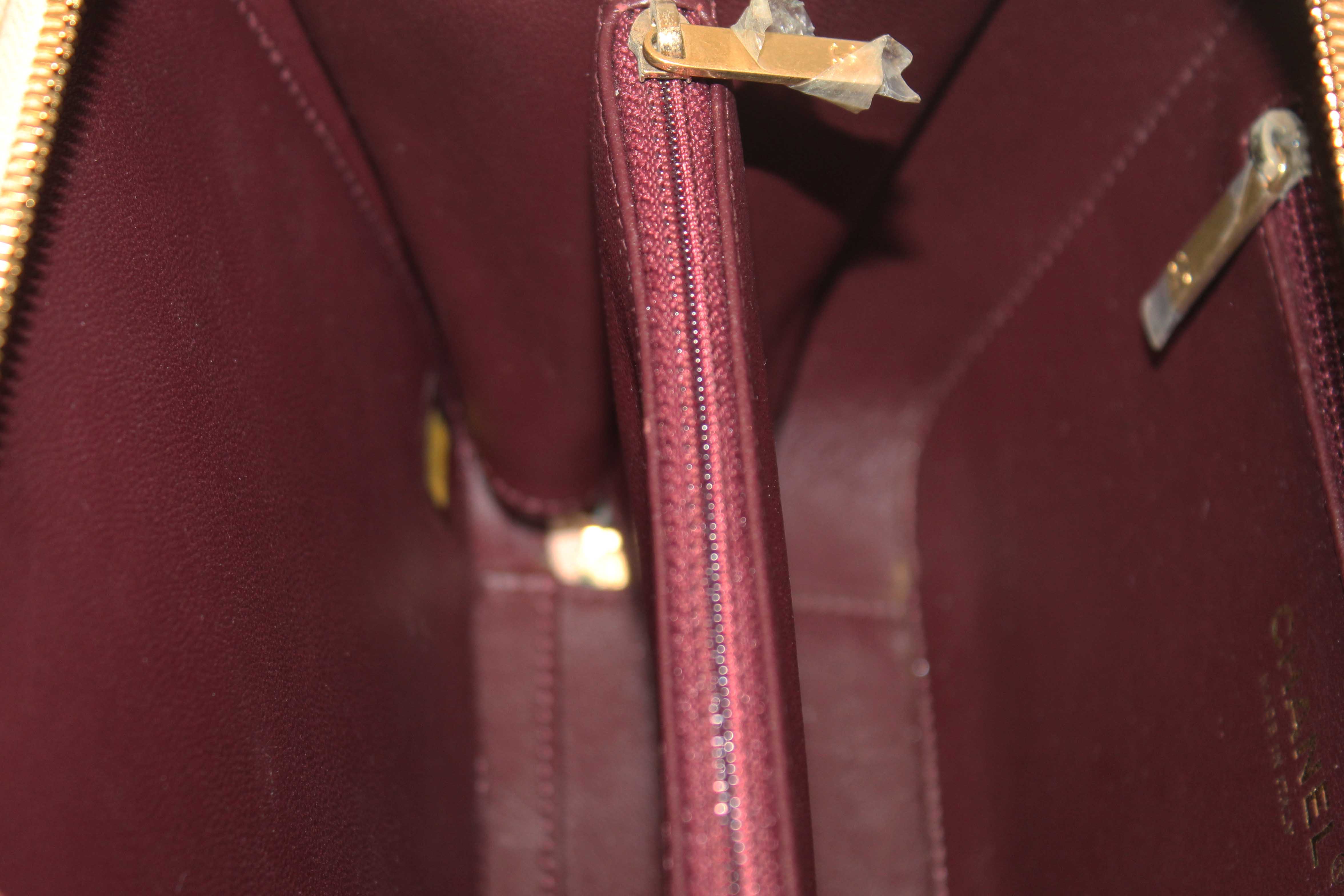 Authentic Chanel Beige Quilted Caviar Leather Medium CC Filigree Vanity Case