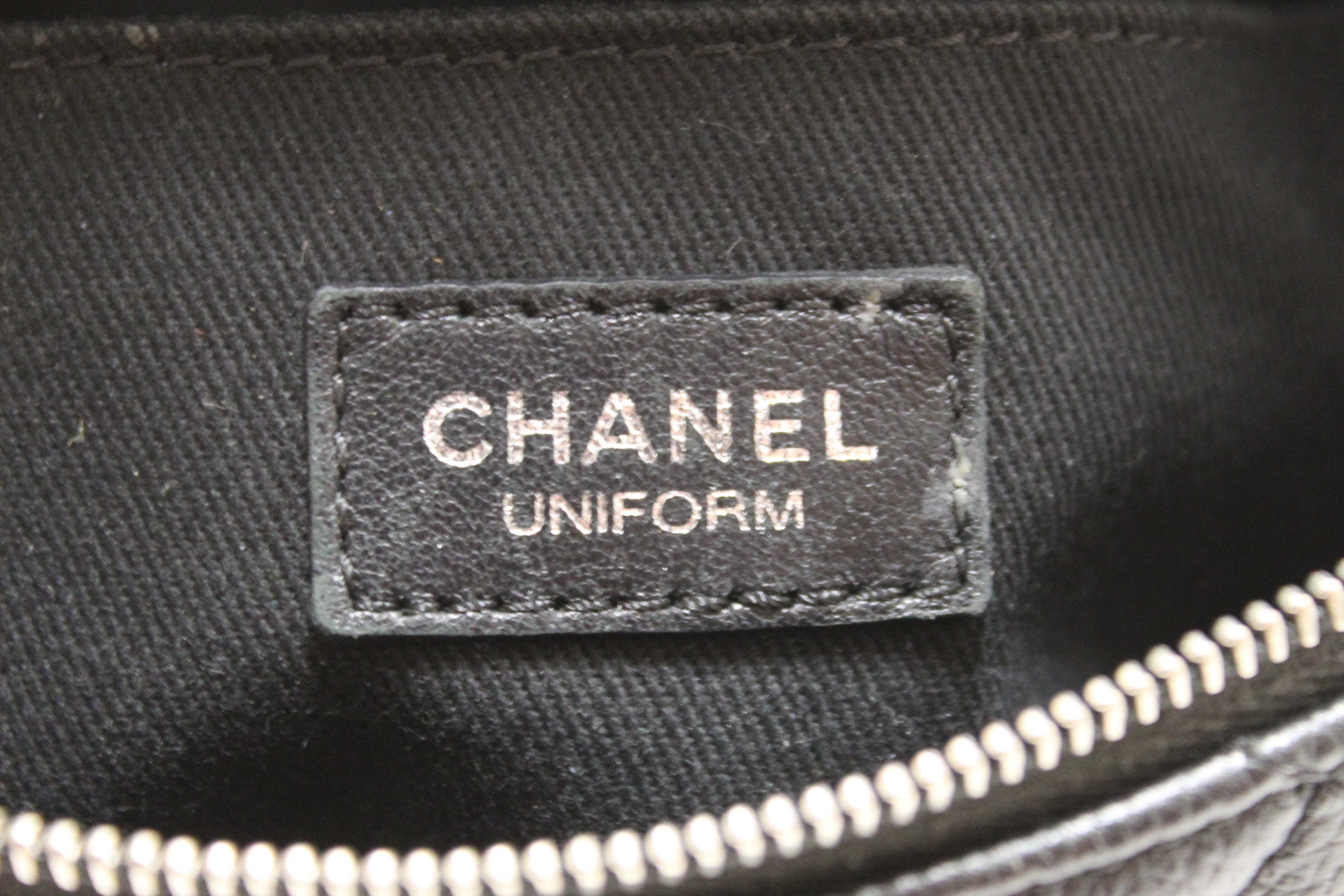 Authentic Chanel Black Small Quilted Caviar Leather Waistbag