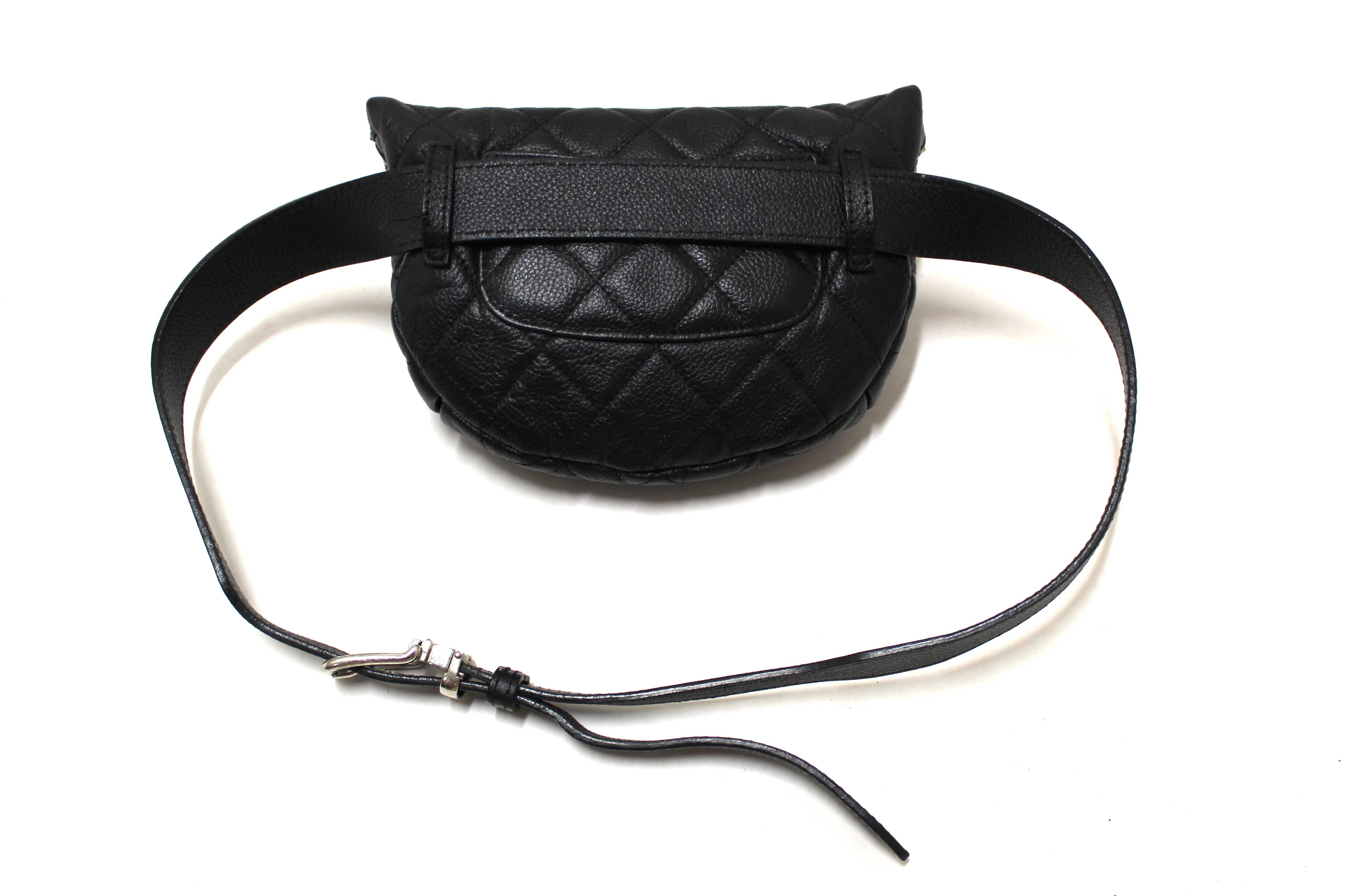 Authentic Chanel Black Small Quilted Caviar Leather Waistbag