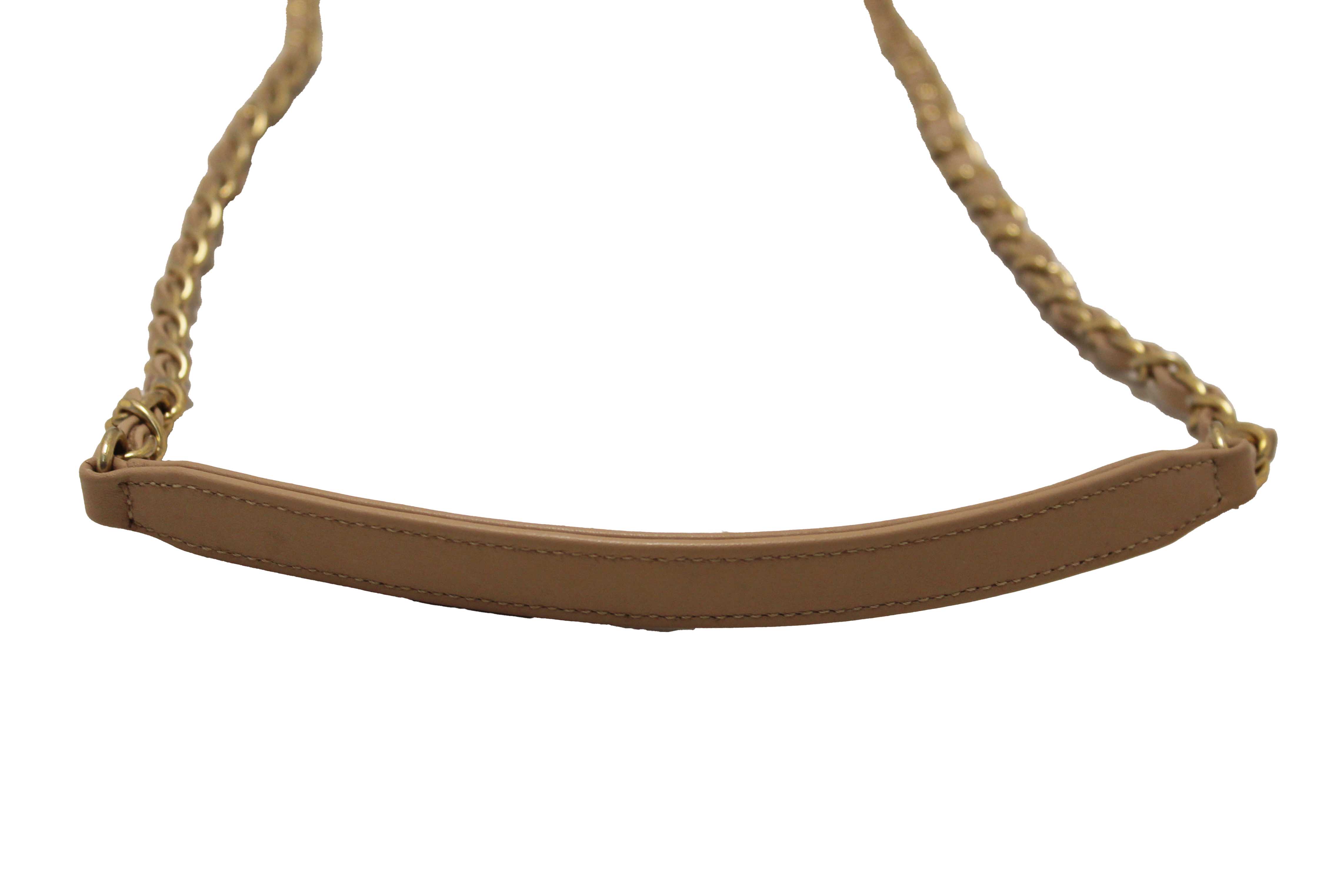 Authentic Chanel Beige Quilted Caviar Leather Medium CC Filigree Vanity Case