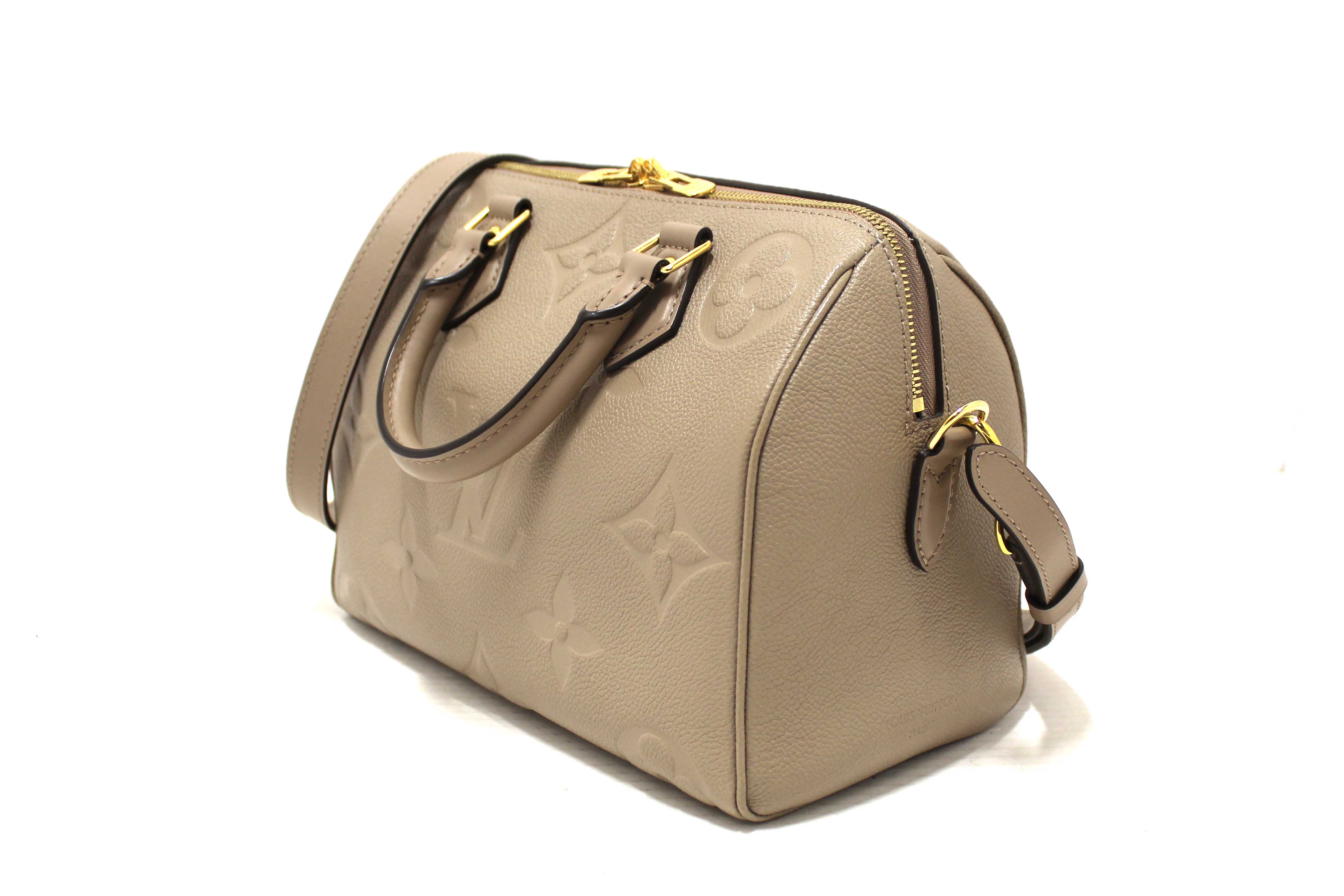 Authentic Louis Vuitton Turtledove Empreinte Leather Speedy 25 Bandouliere Crossbody Bag