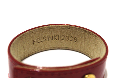 Authentic Louis Vuitton Red Vernis Leather VIP Snap Bracelet Helsinki 2008