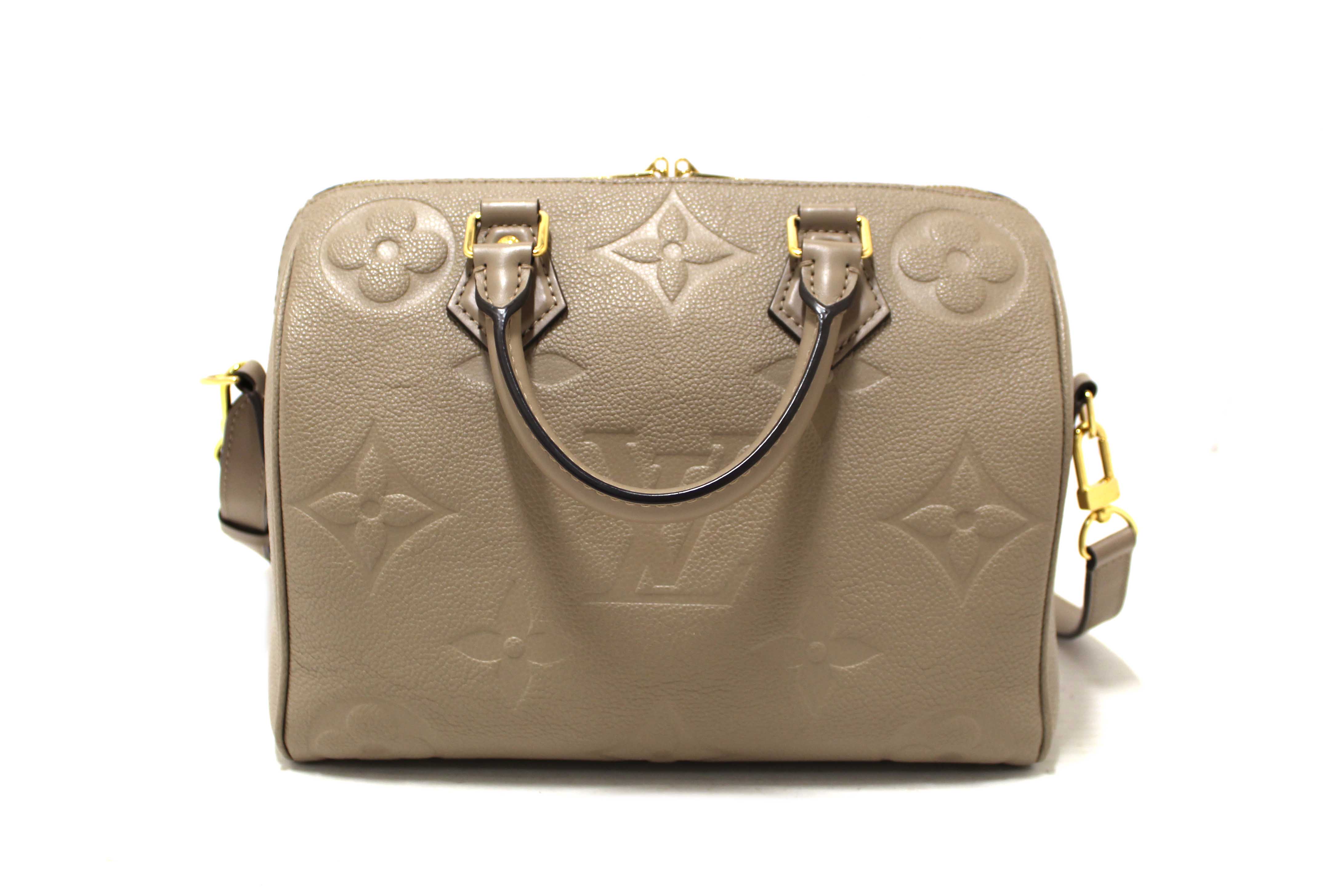 Authentic Louis Vuitton Turtledove Empreinte Leather Speedy 25 Bandouliere Crossbody Bag