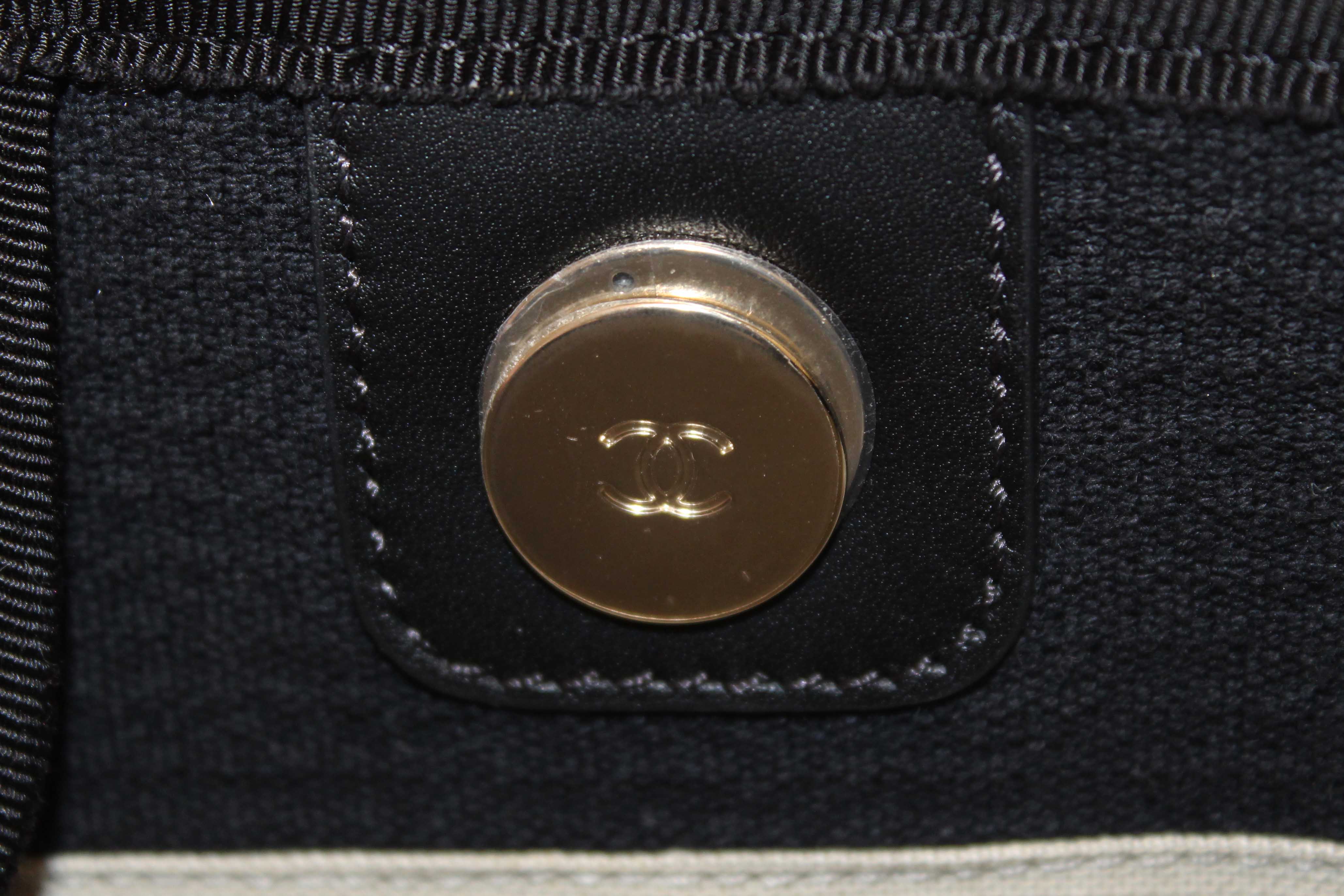 Authentic NEW Chanel Black Mixed Fibers Small Deauville Shopper Tote Bag