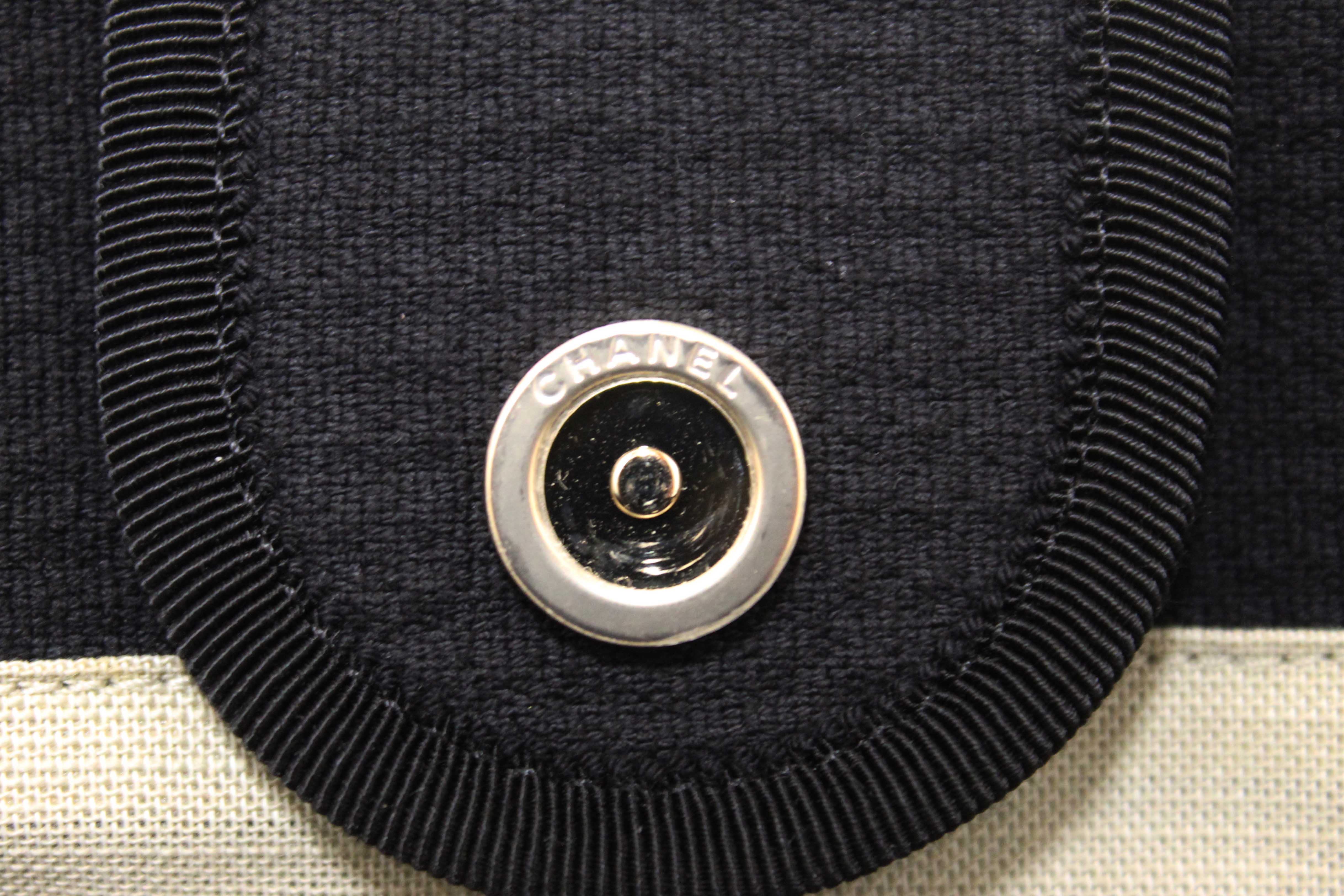 Authentic NEW Chanel Black Mixed Fibers Small Deauville Shopper Tote Bag