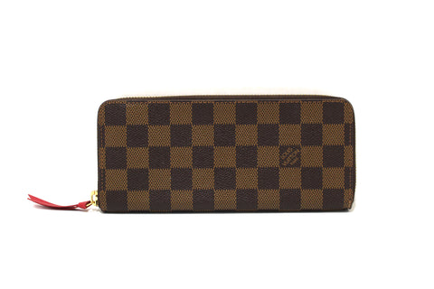 Authentic Louis Vuitton Damier Ebene Canvas Clemence Zippy Wallet