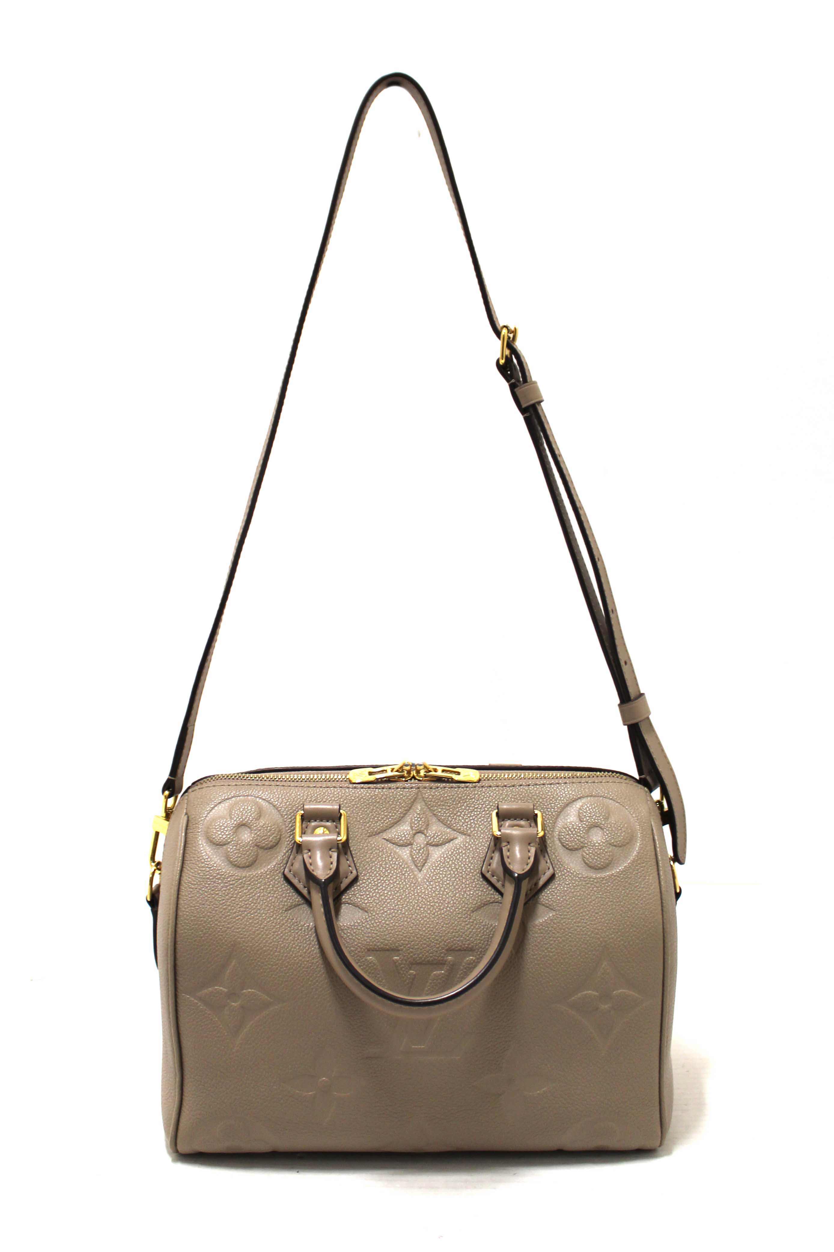 Authentic Louis Vuitton Turtledove Empreinte Leather Speedy 25 Bandouliere Crossbody Bag