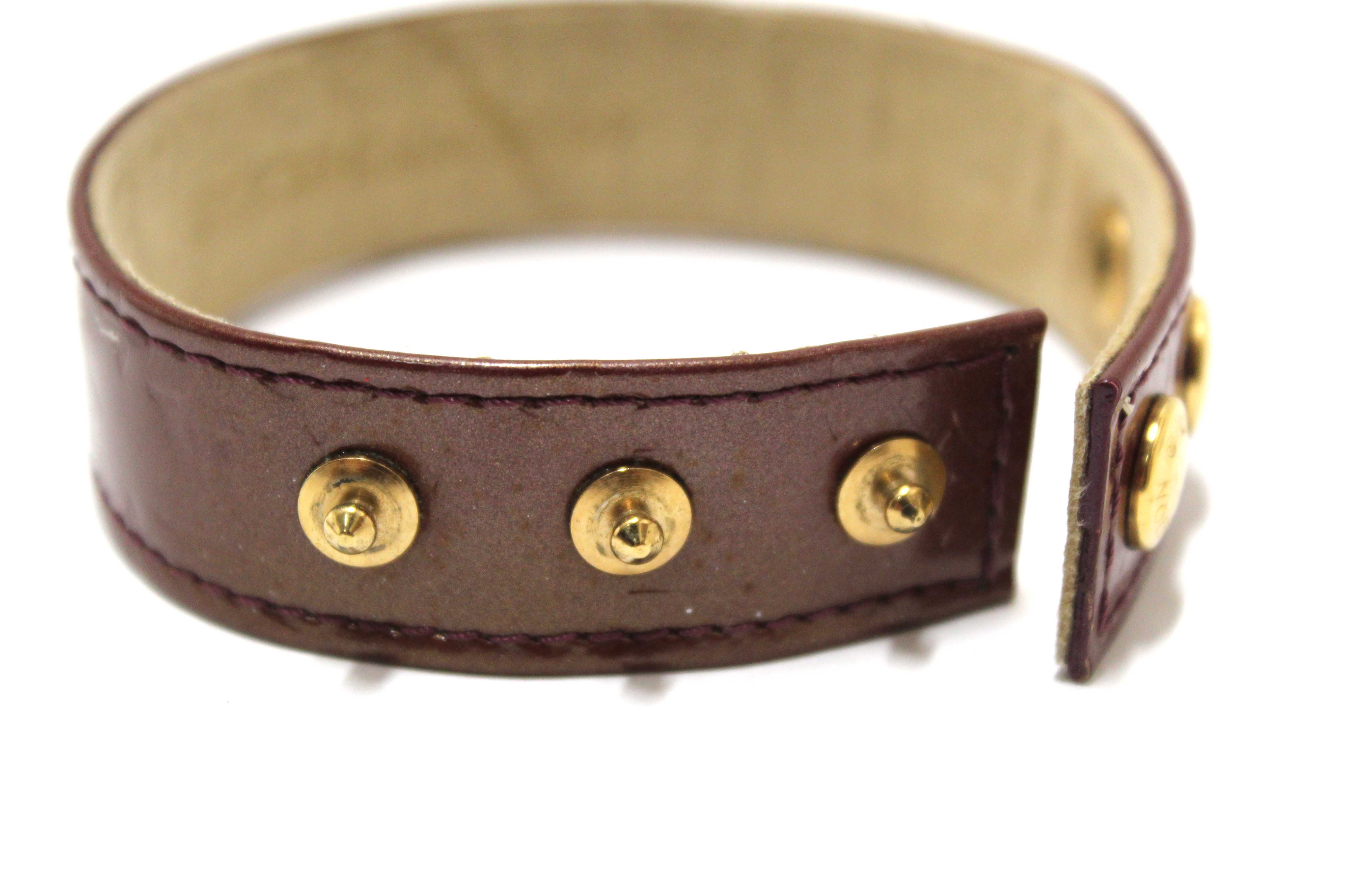 Authentic Louis Vuitton Burgandy Vernis Leather VIP Snap Bracelet Stockholm 2009