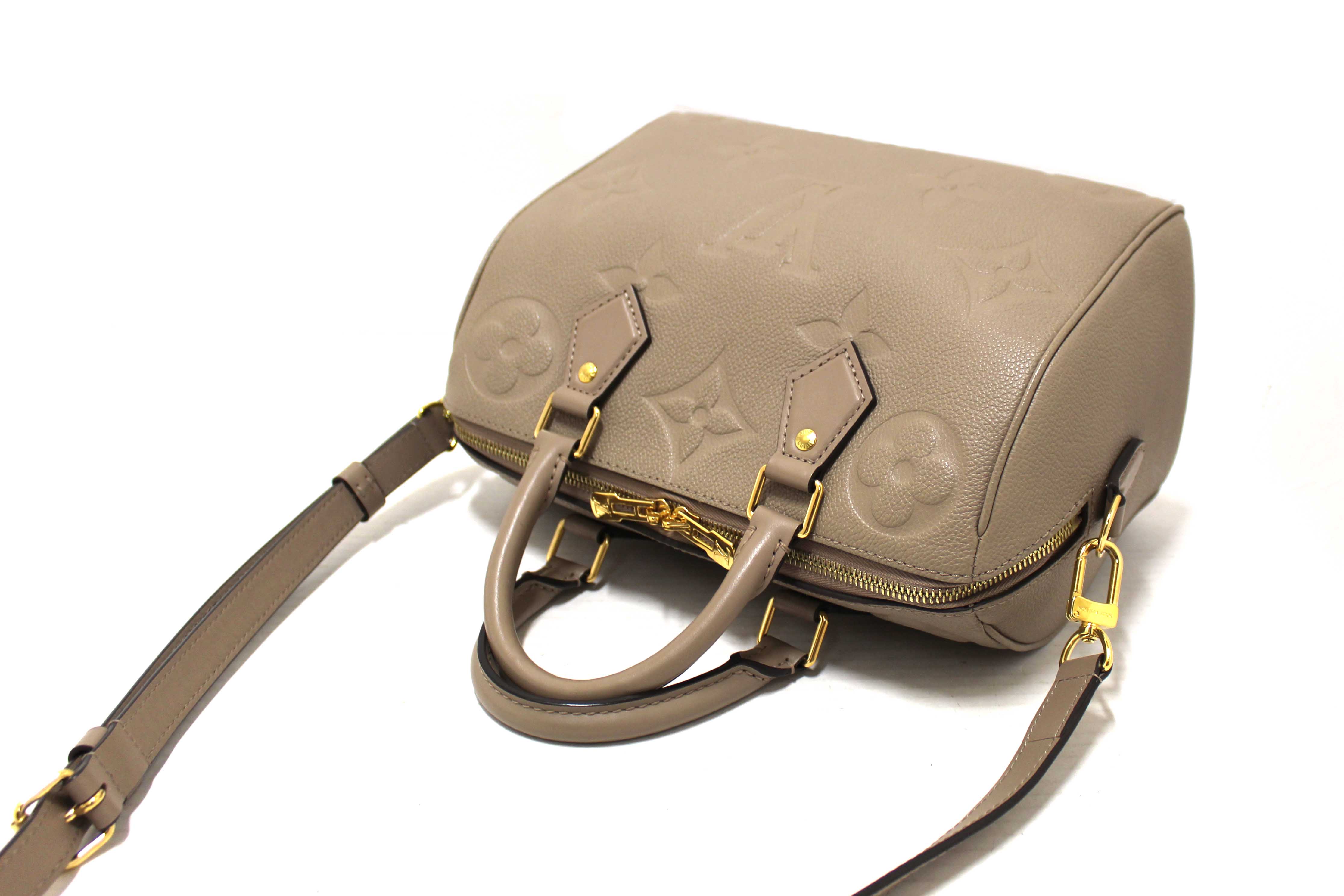 Authentic Louis Vuitton Turtledove Empreinte Leather Speedy 25 Bandouliere Crossbody Bag