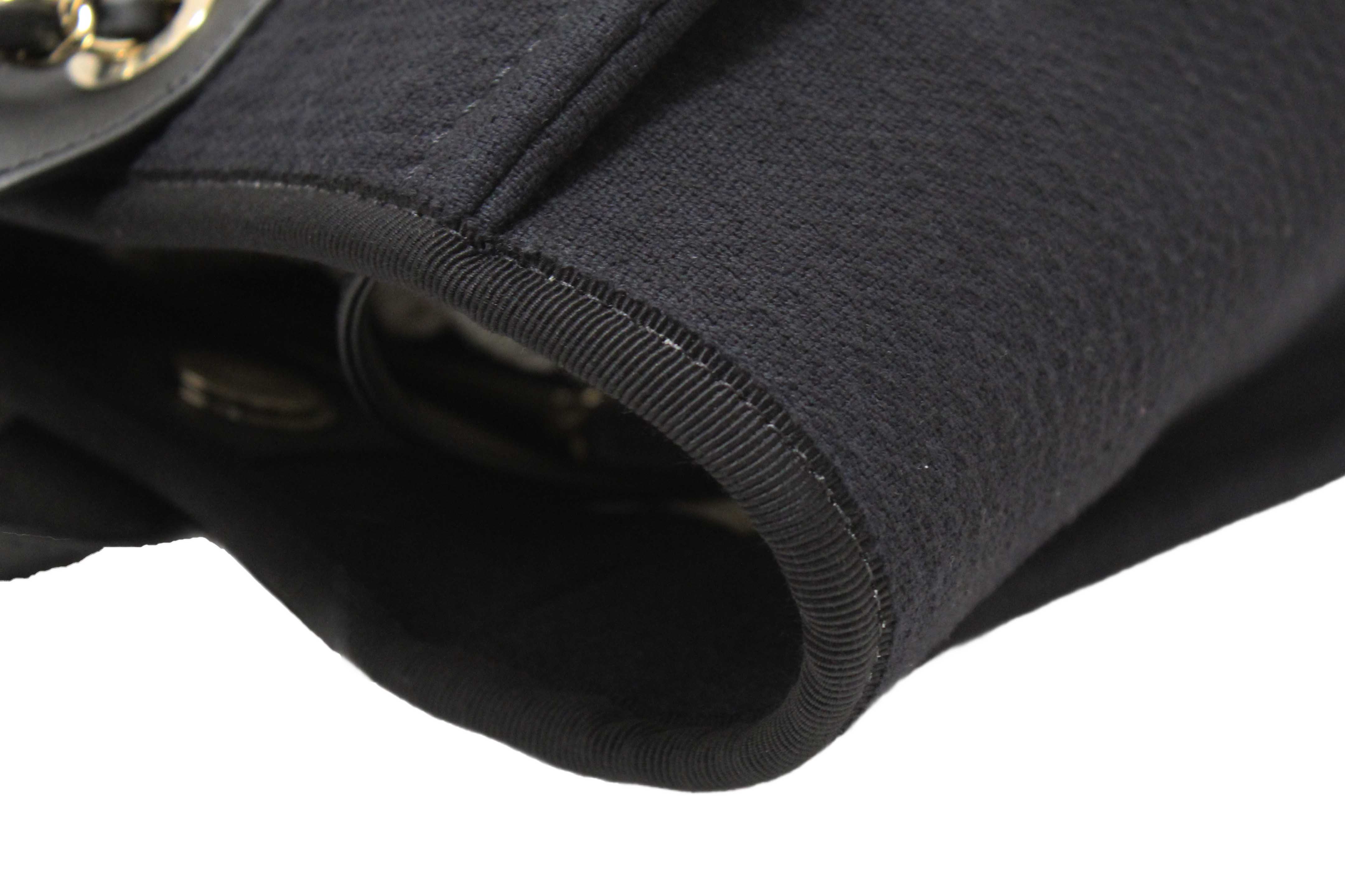 Authentic NEW Chanel Black Mixed Fibers Small Deauville Shopper Tote Bag