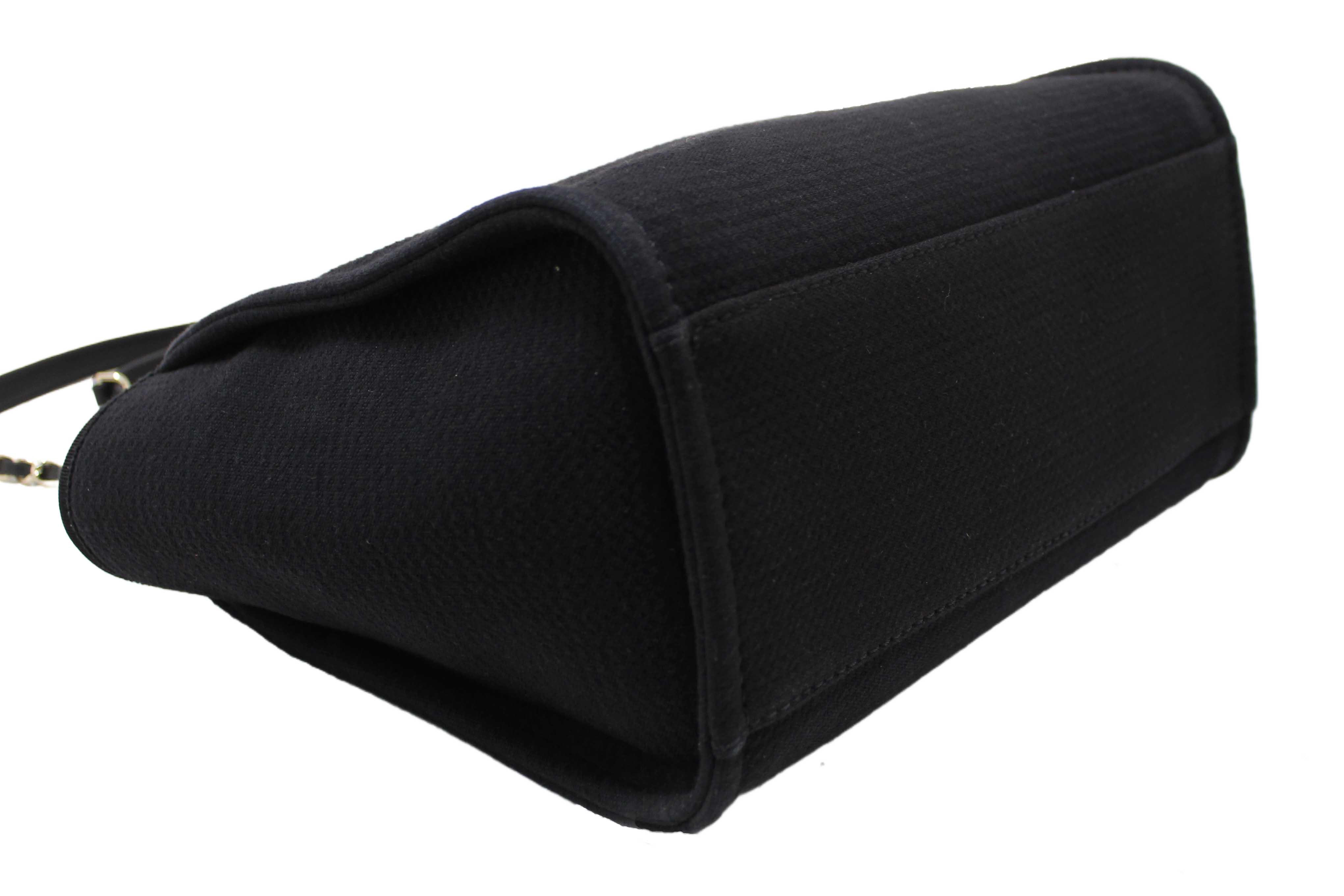 Authentic NEW Chanel Black Mixed Fibers Small Deauville Shopper Tote Bag