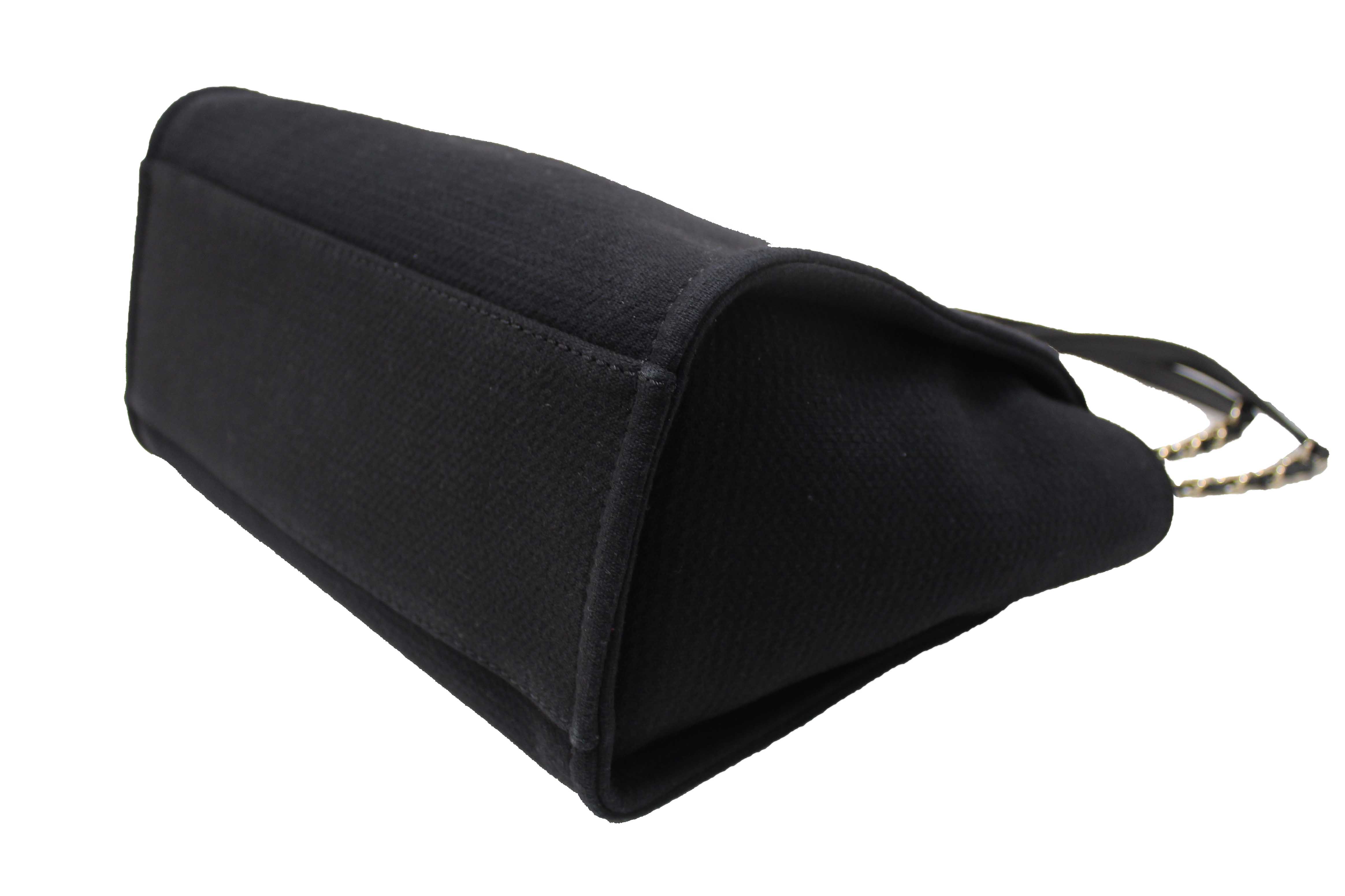 Authentic NEW Chanel Black Mixed Fibers Small Deauville Shopper Tote Bag