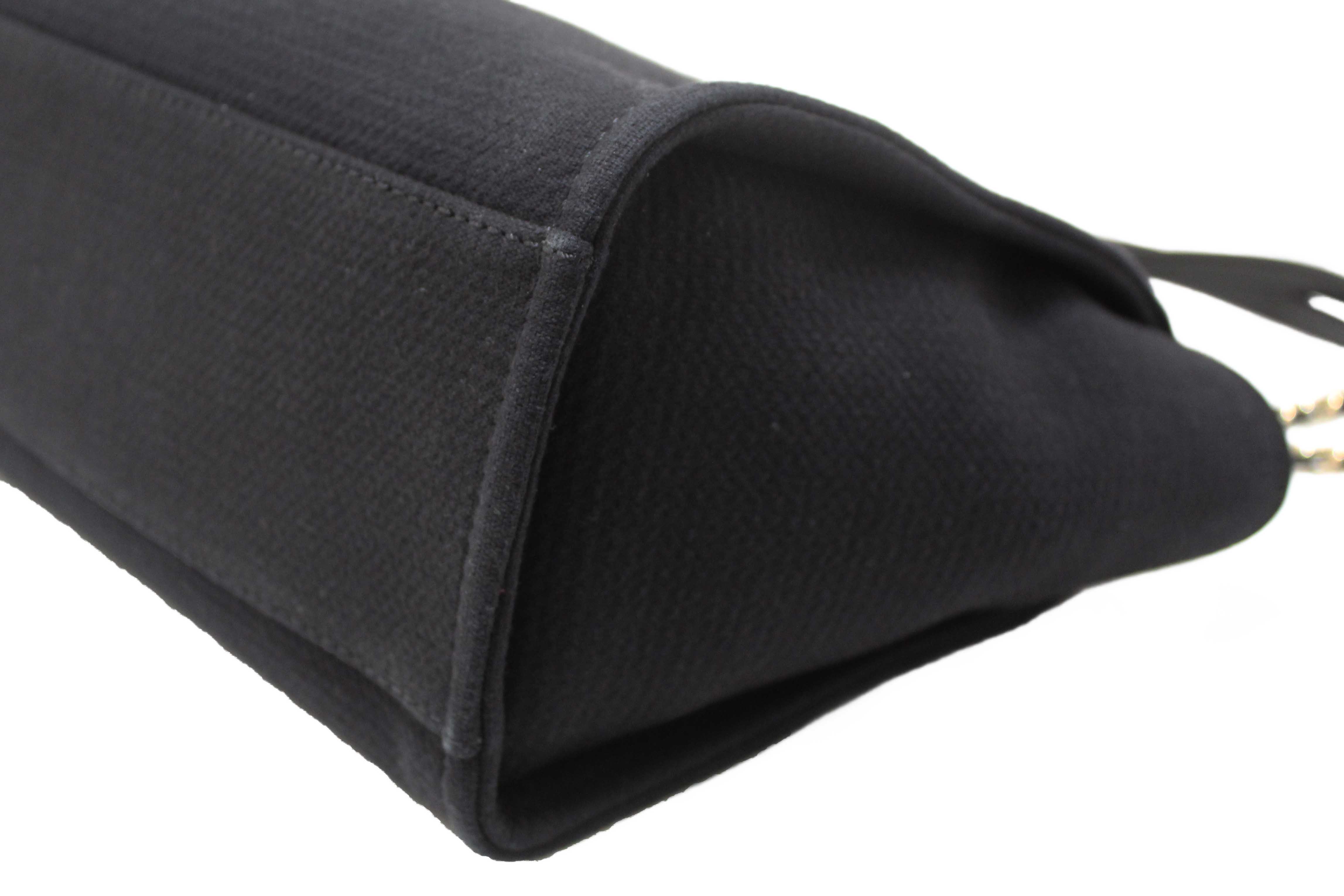 Authentic NEW Chanel Black Mixed Fibers Small Deauville Shopper Tote Bag