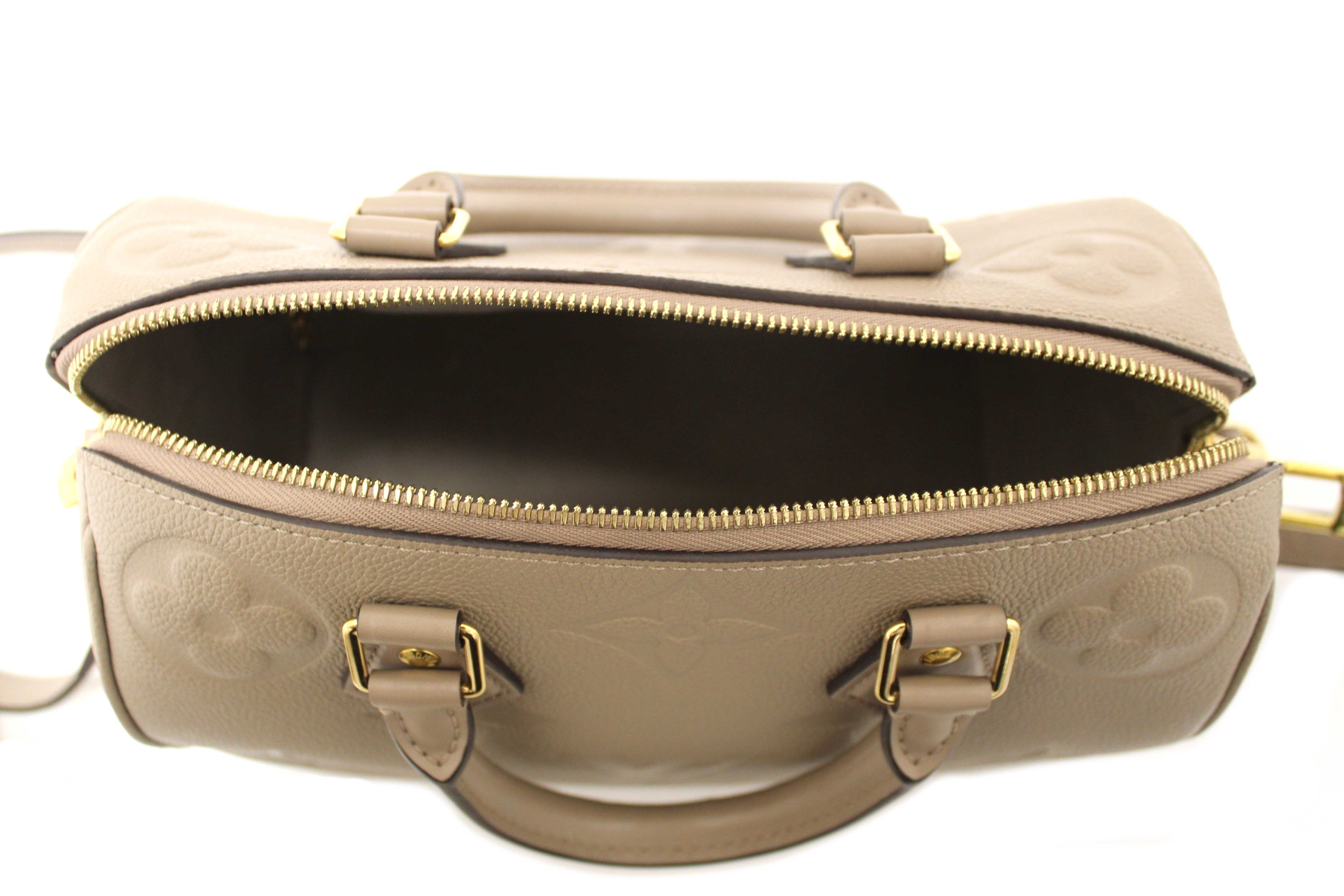 Authentic Louis Vuitton Turtledove Empreinte Leather Speedy 25 Bandouliere Crossbody Bag