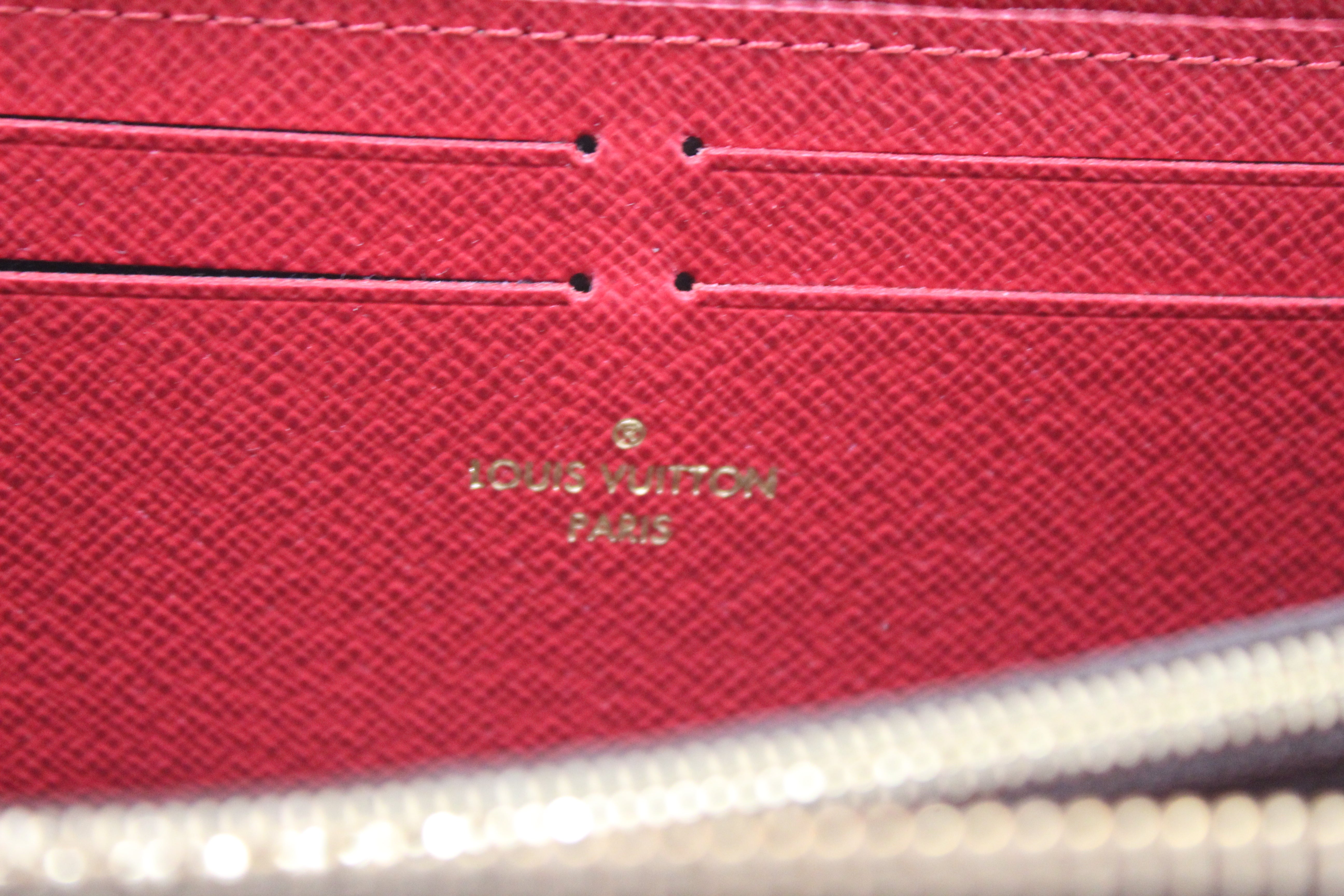 Authentic Louis Vuitton Damier Ebene Canvas Clemence Zippy Wallet