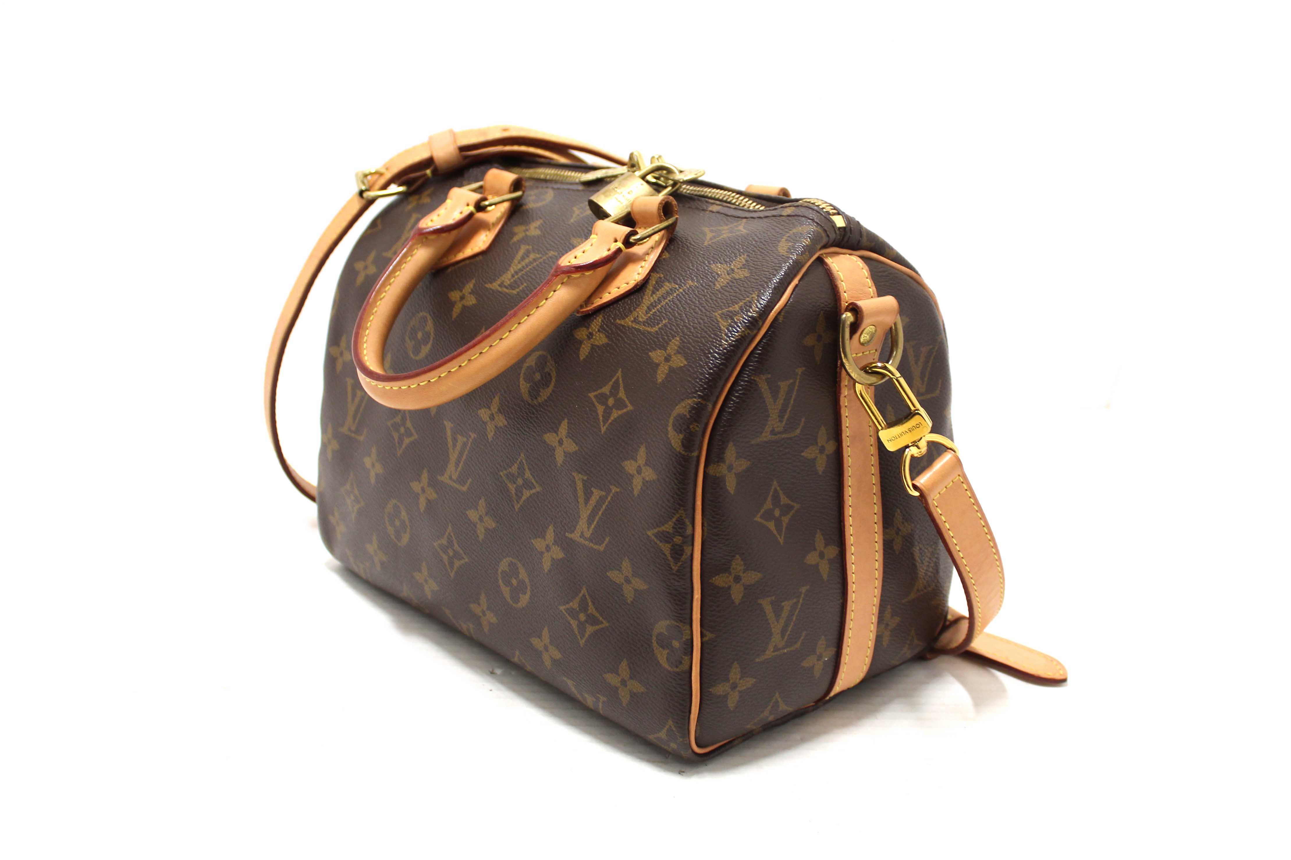 Authentic Louis Vuitton Classic Monogram Speedy 25 Bandouliere Bag