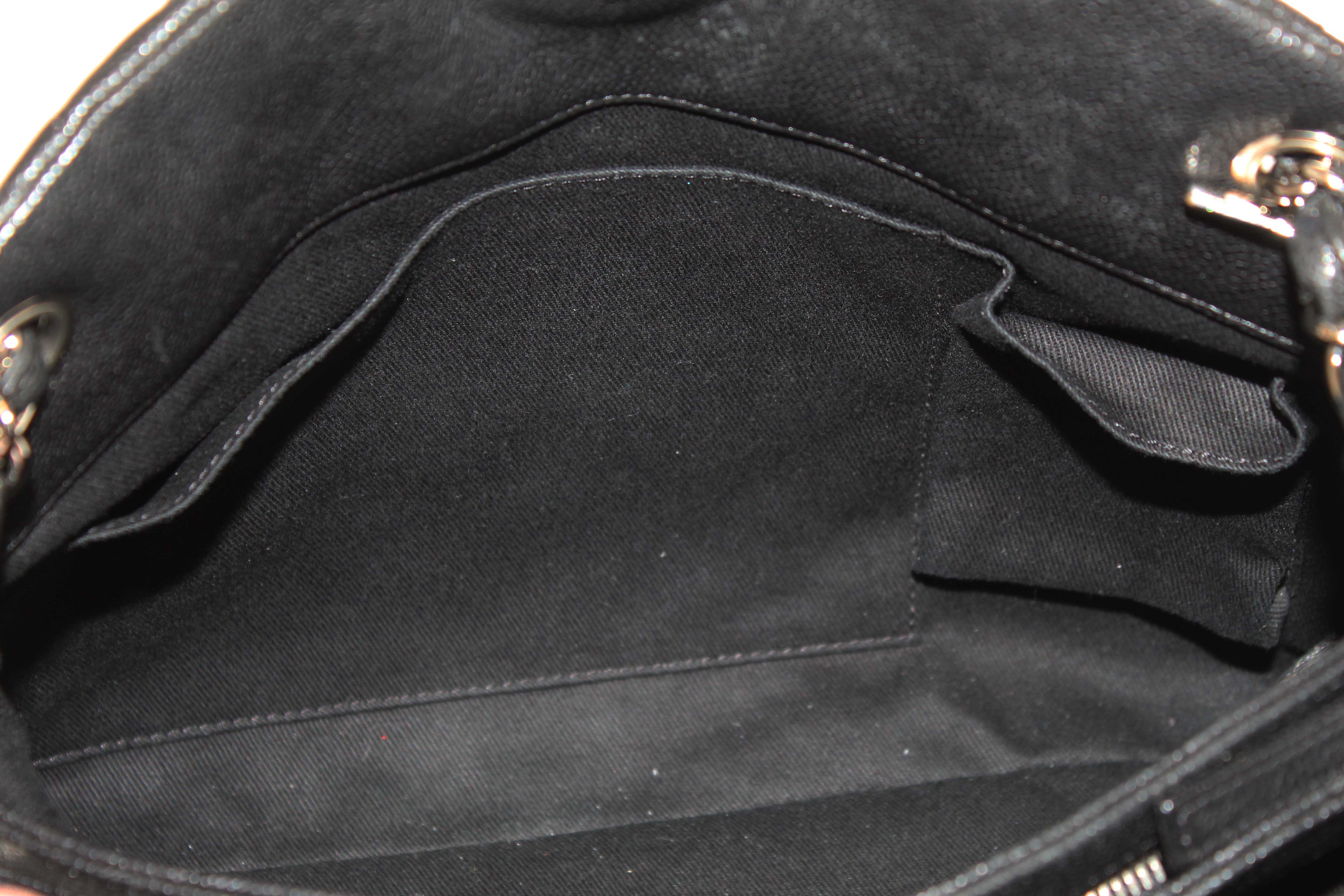 Authentic Chanel Black Quilted Caviar Leather Large Just Mademoiselle Bowling Bag