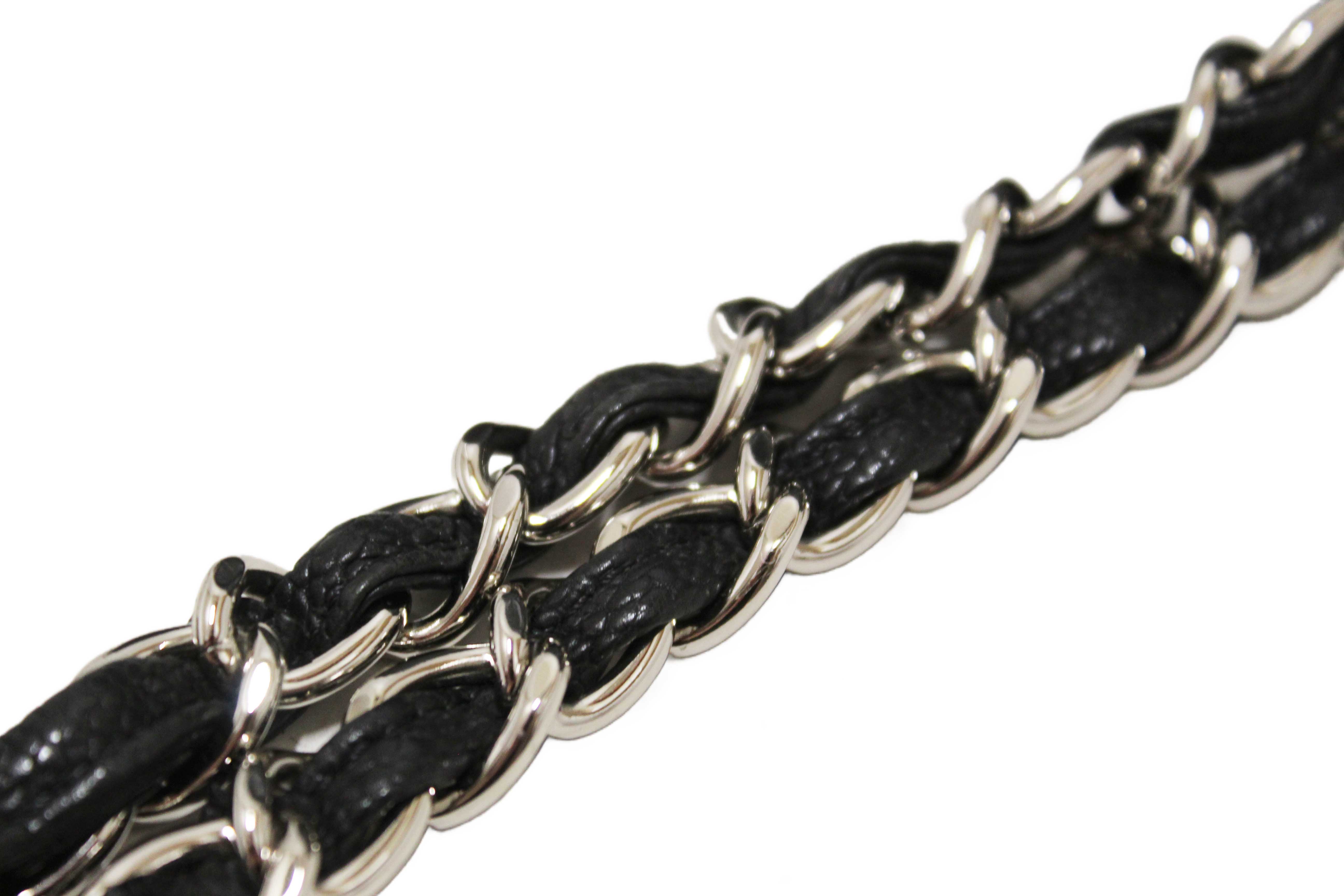 Authentic Chanel Black Quilted Caviar Leather Large Just Mademoiselle Bowling Bag