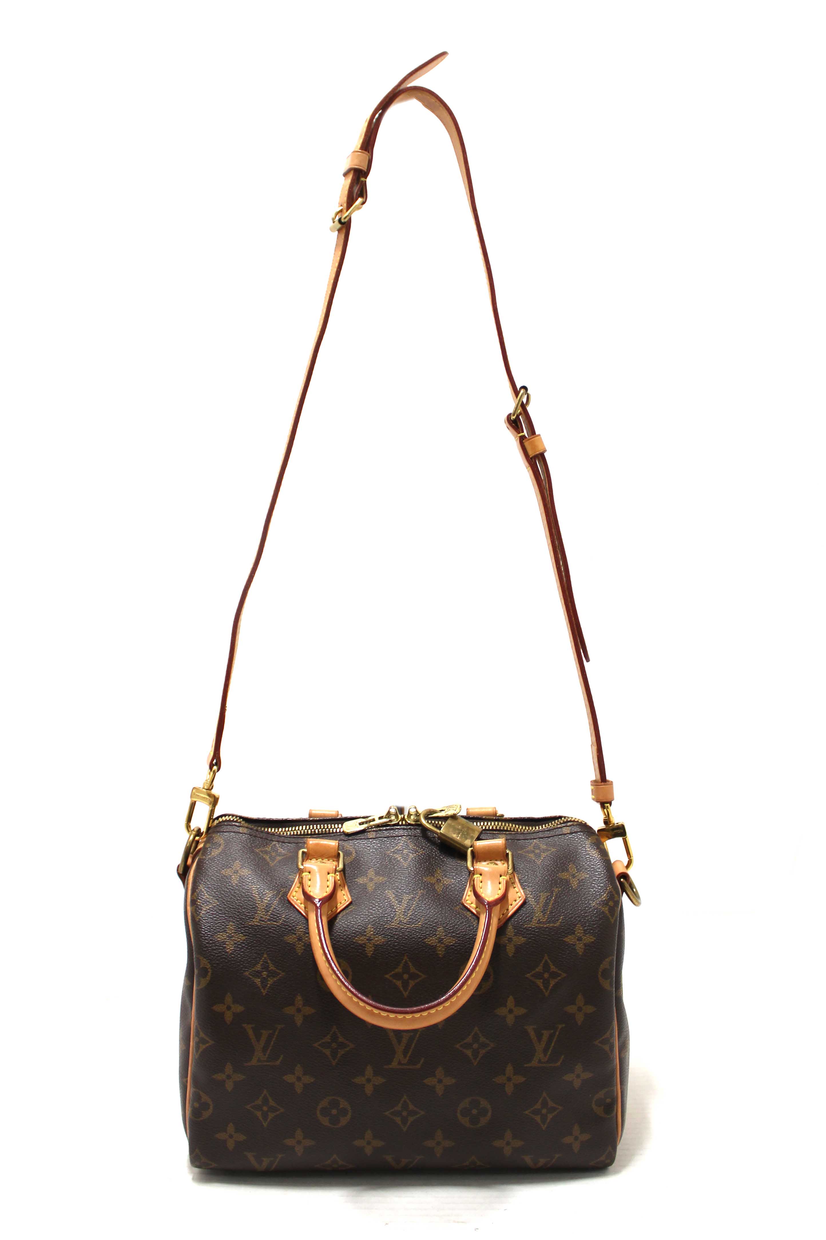 Authentic Louis Vuitton Classic Monogram Speedy 25 Bandouliere Bag