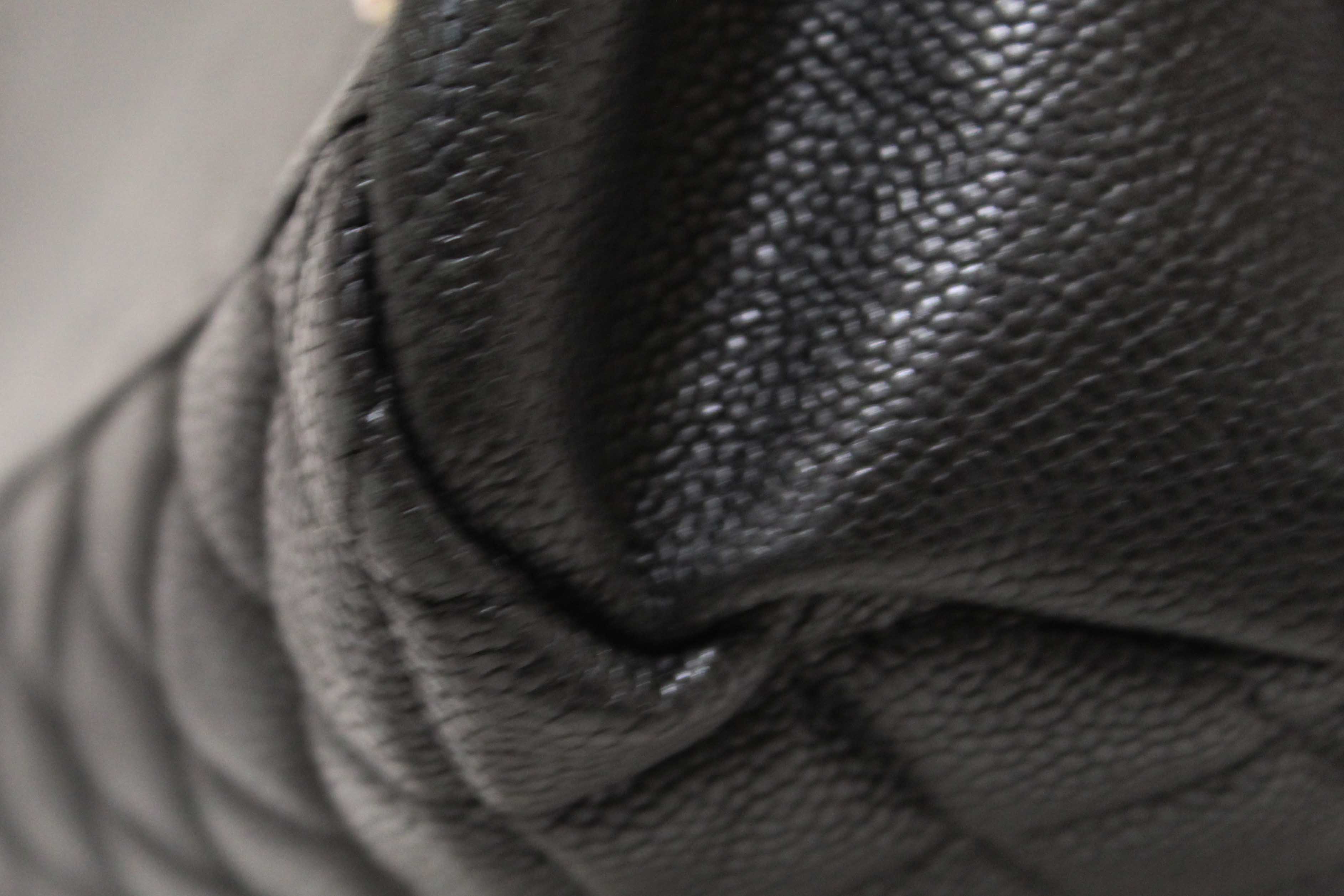 Authentic Chanel Black Quilted Caviar Leather Large Just Mademoiselle Bowling Bag