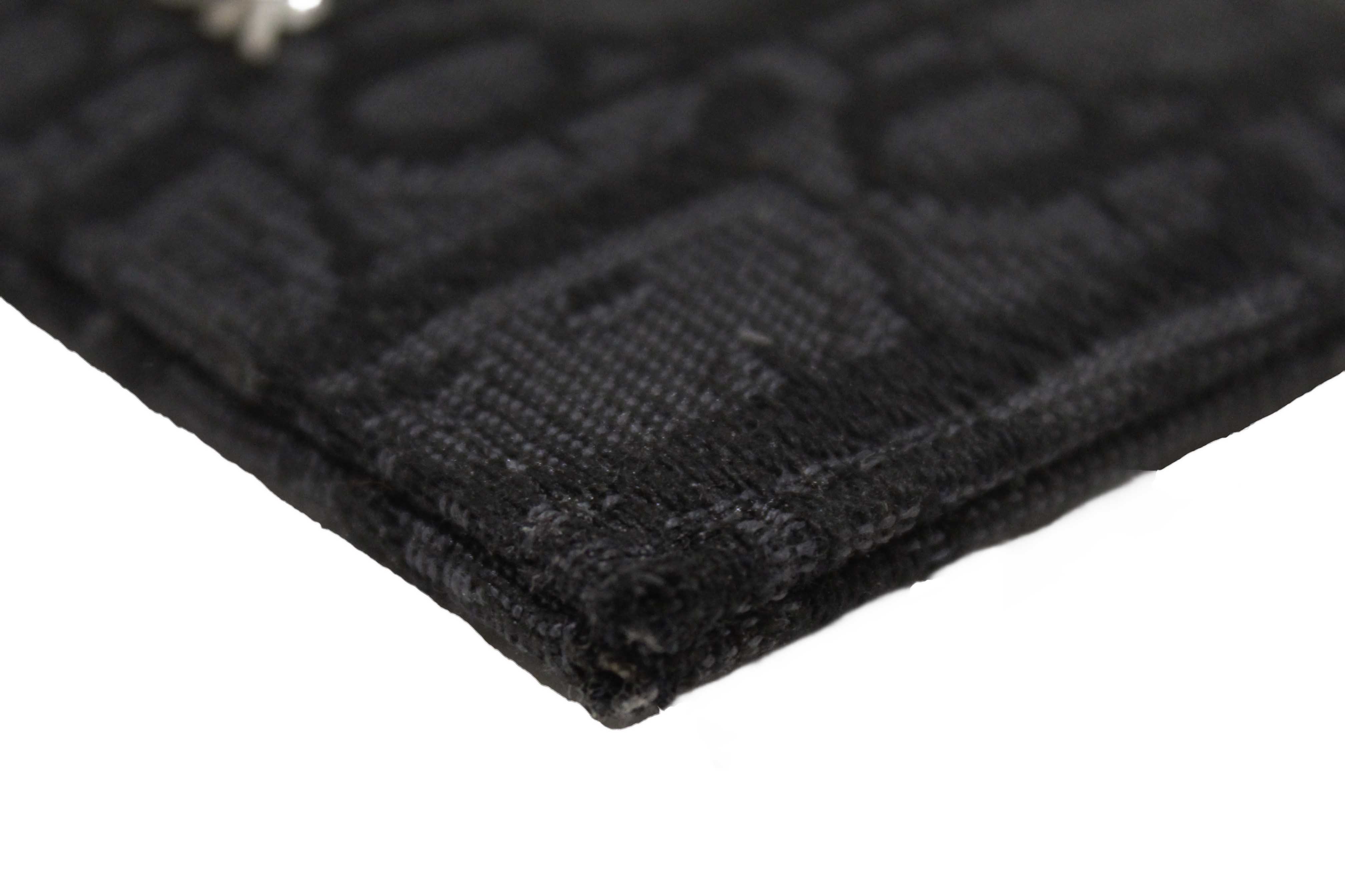 Authentic Christian Dior Black Dior Oblique Jacquard and Black Grained Calfskin Card Holder