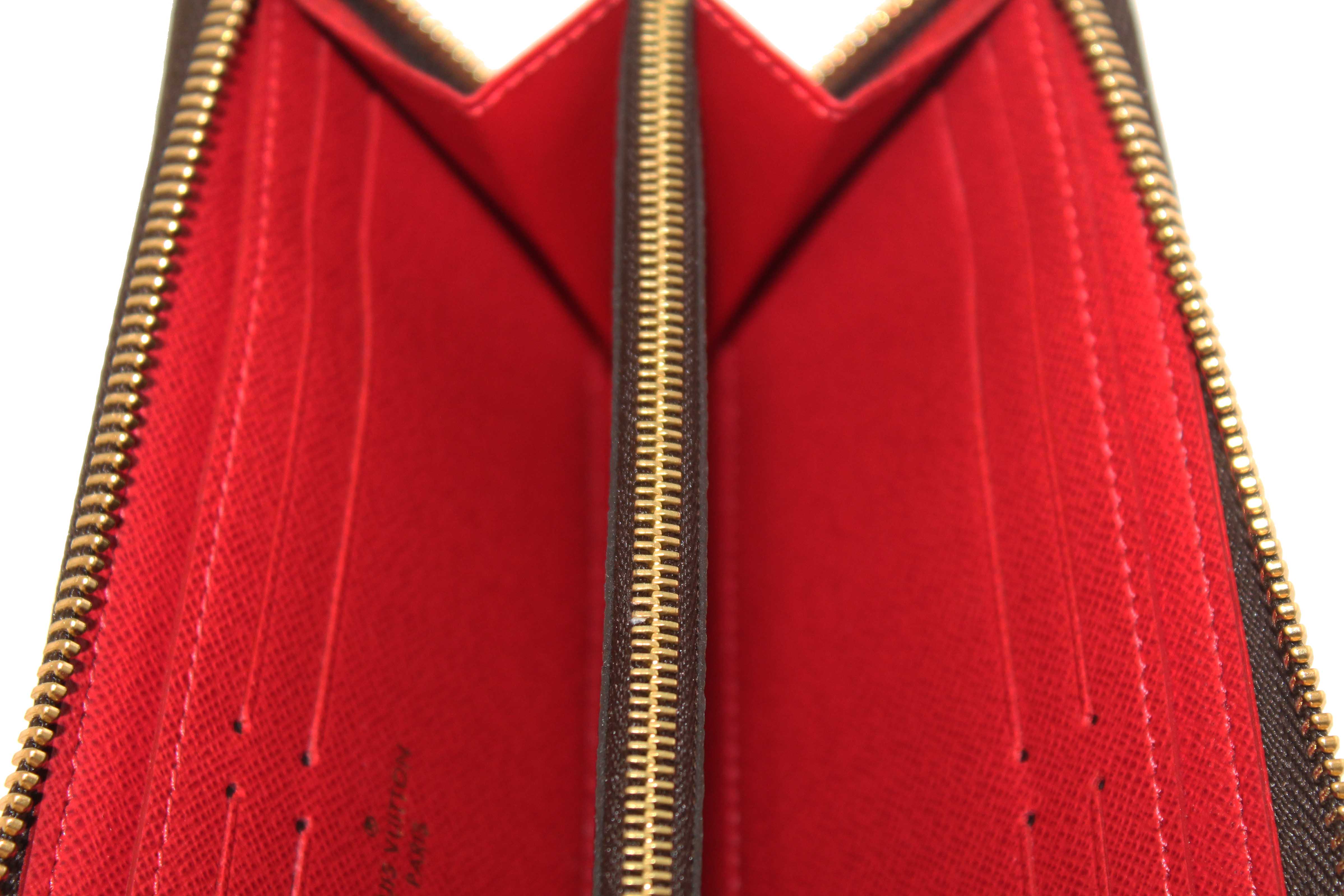 Authentic Louis Vuitton Damier Ebene Canvas Clemence Zippy Wallet