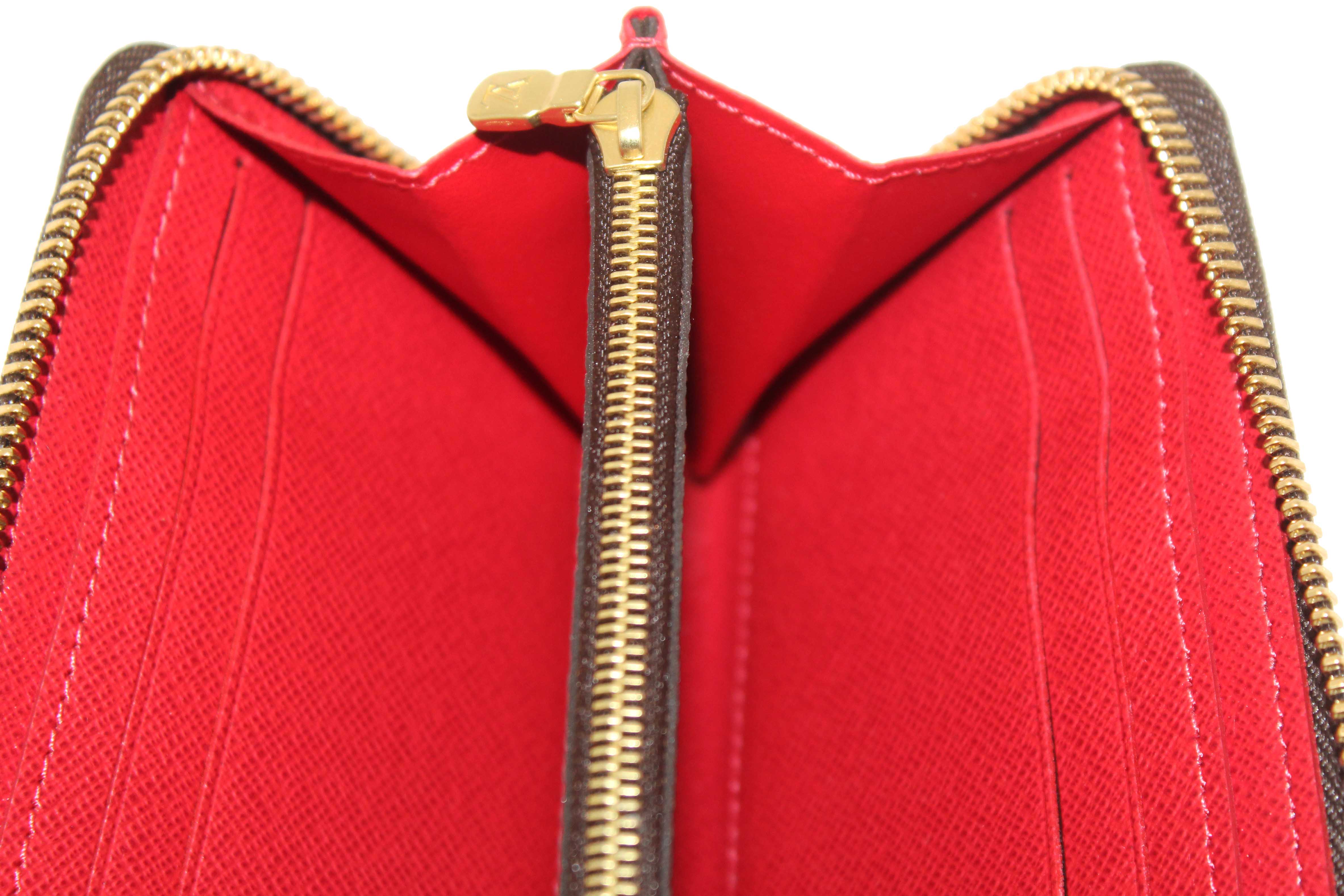 Authentic Louis Vuitton Damier Ebene Canvas Clemence Zippy Wallet