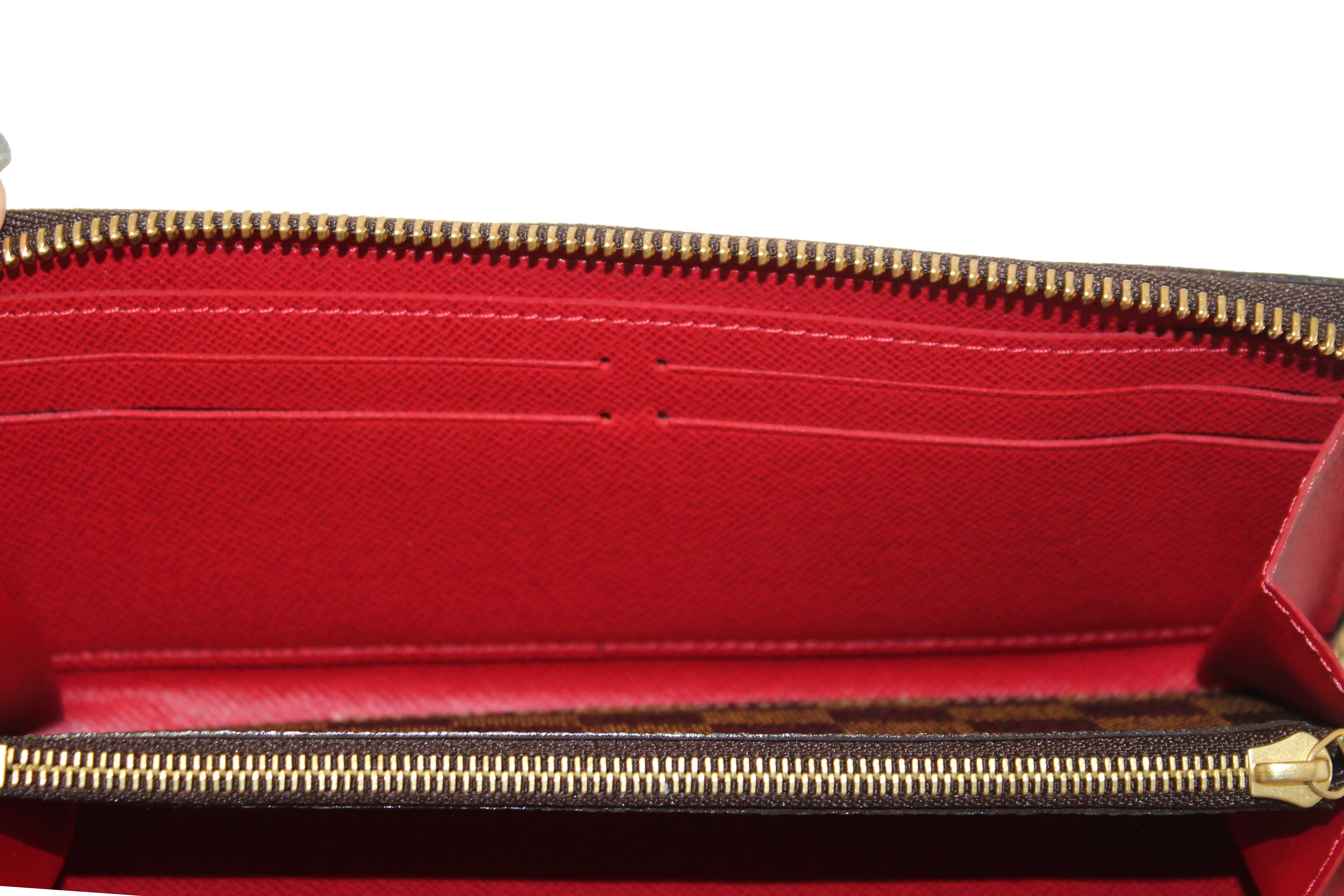 Authentic Louis Vuitton Damier Ebene Canvas Clemence Zippy Wallet