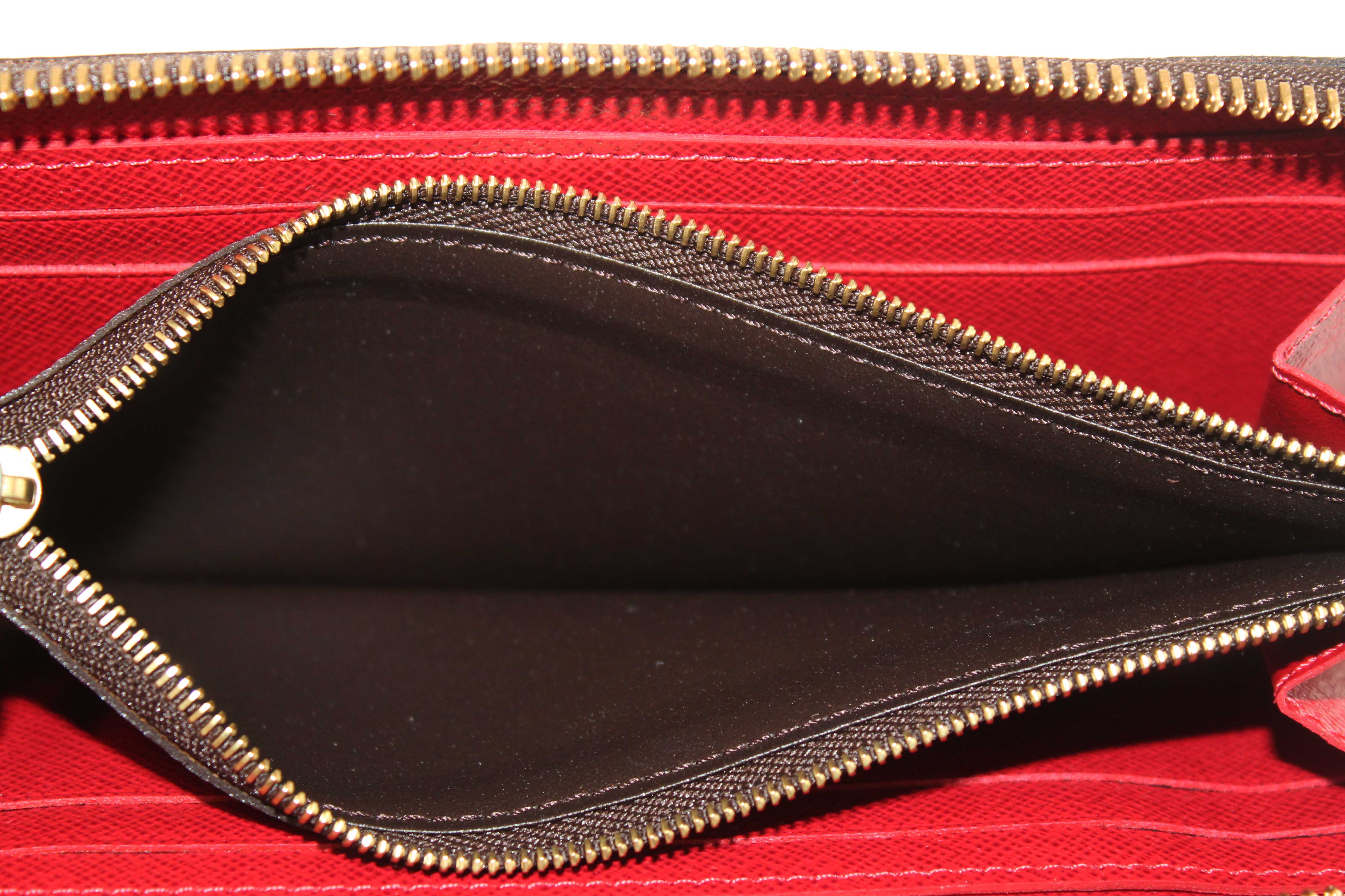 Authentic Louis Vuitton Damier Ebene Canvas Clemence Zippy Wallet